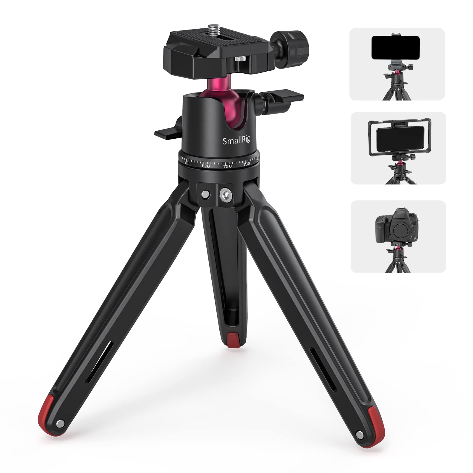 SmallRig Mini Tripod for Camera, Updated Desktop Tabletop Tripod with Arca-Type Compatible QR Plate, 360° Ball Head and 1/4 Screws Portable for Compact Cameras DSLRs, Phone, Gopro - BUT2664