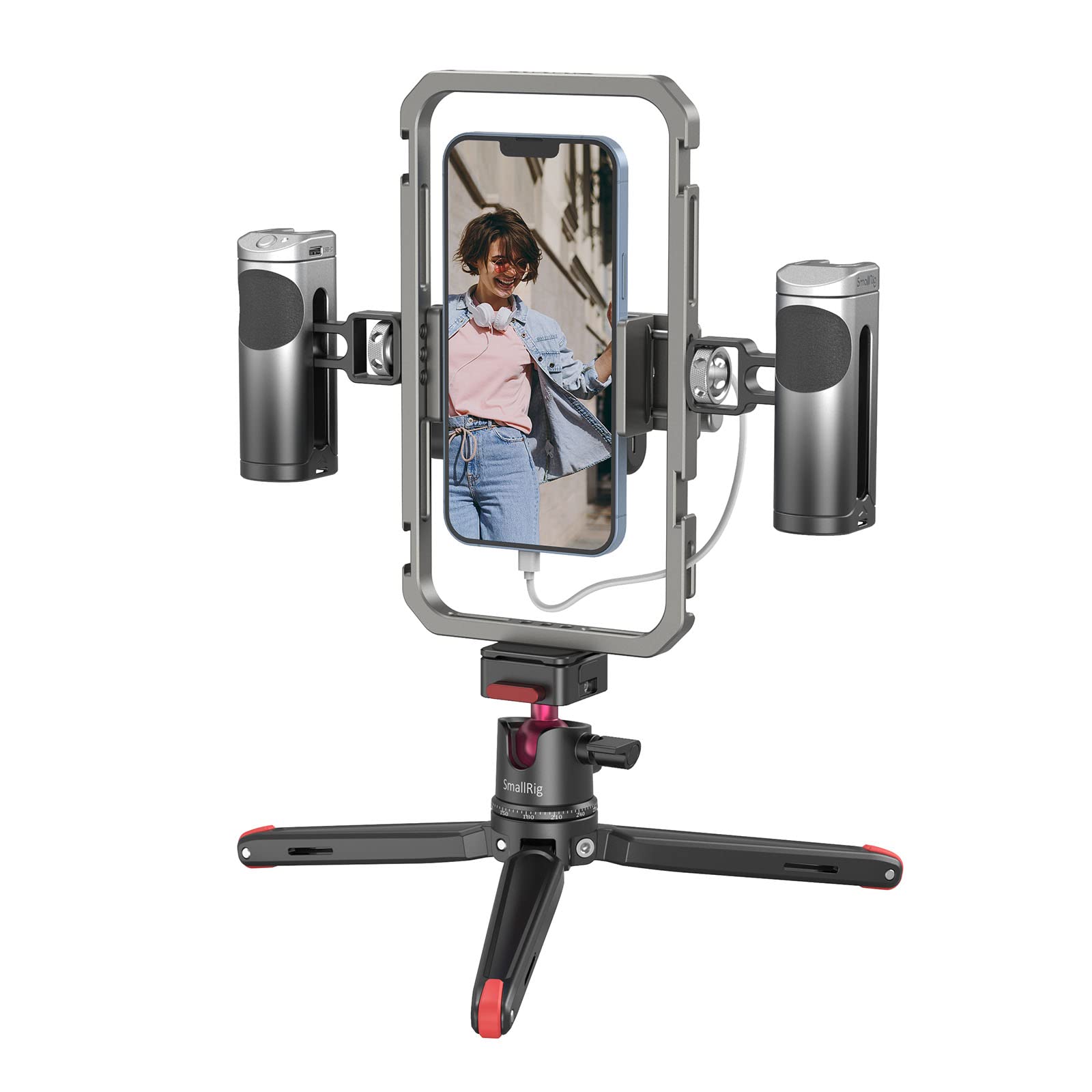 SmallRig All-in-One Universal Phone Video Rig Kit, with Wireless Control Handles, Power Bank Holder, Table Tripod, Universal Phone Cage Kit for iPhone 16/15 /14 Pro/Max Series Vlogging Kit - 4120