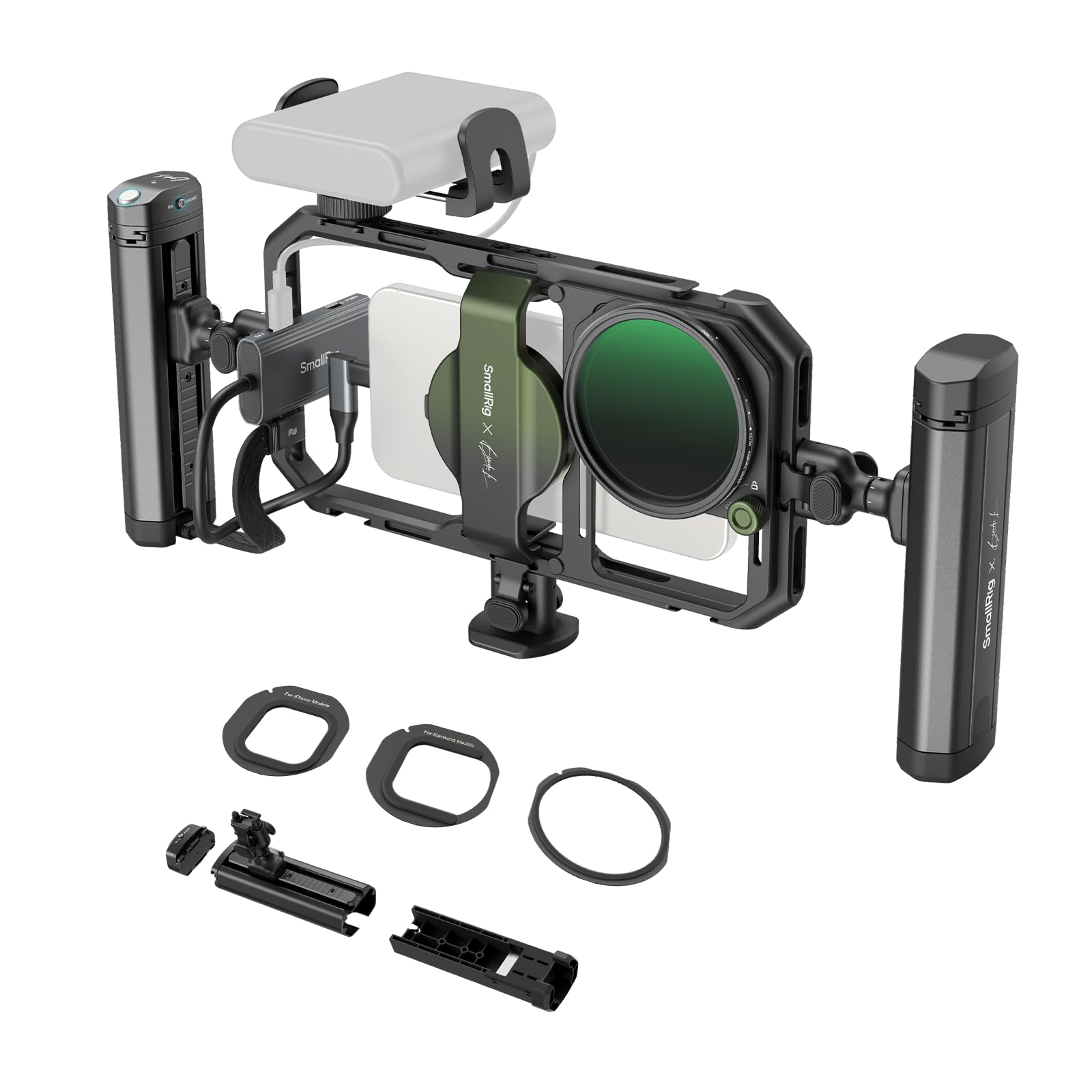SmallRig x Brandon Li All-in-One Mobile Video Kit, Quick Release Universal Phone Video Rig Kit for iPhone for Samsung for Pixel, with Wireless Rotatable Handles for M.2 SSD w 67mm VND Filter - 4596