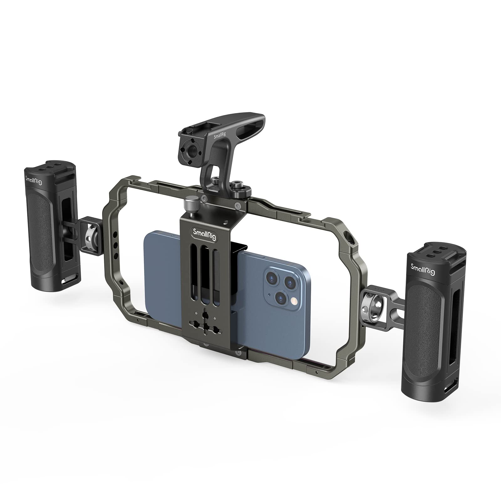 SmallRig Universal Phone Video Rig Kit for iPhone 17 16 15 14 13 12 Pro Max, Aluminum Handheld Phone Cage with Handles, Video Stabilizer Rig for Vlog Videography Live Streaming