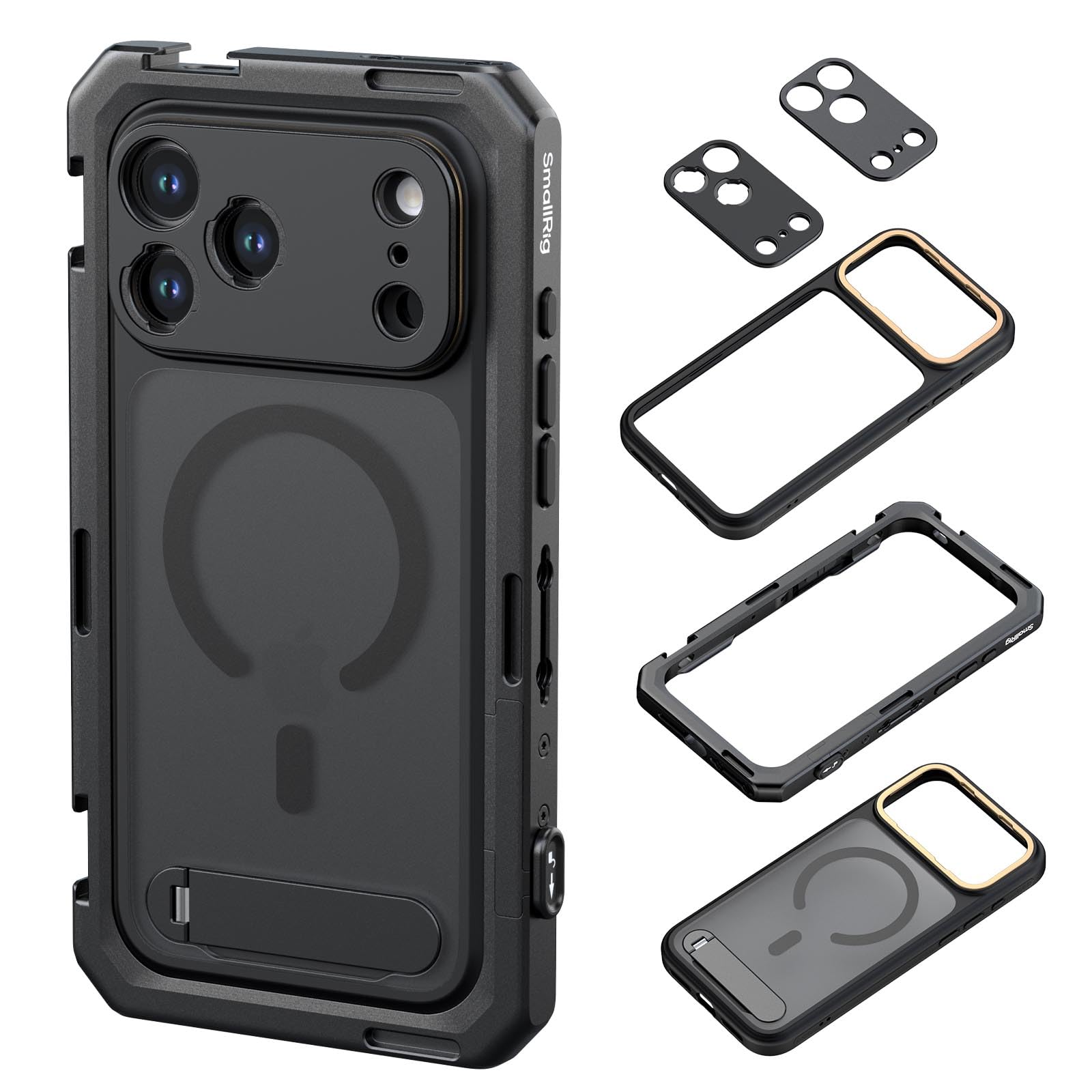 SMALLRIG Mobile Video Cage for iPhone 17 Pro Max, with Phone Case/TPU Soft Frame/T-Mount & 17mm Threaded Lens Backplate, Phone Video Rig for Videography Recording Vlog, Flagship Edition - 5543