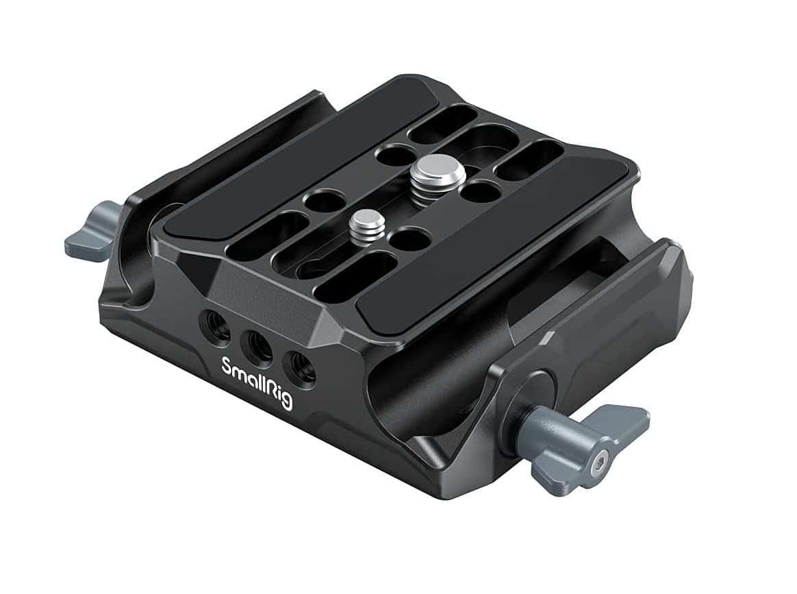 SMALLRIG Universal LWS Baseplate Compatible with DSLR and Mirrorless Camera Cages, Comes with Dual 15mm Rod Clamp