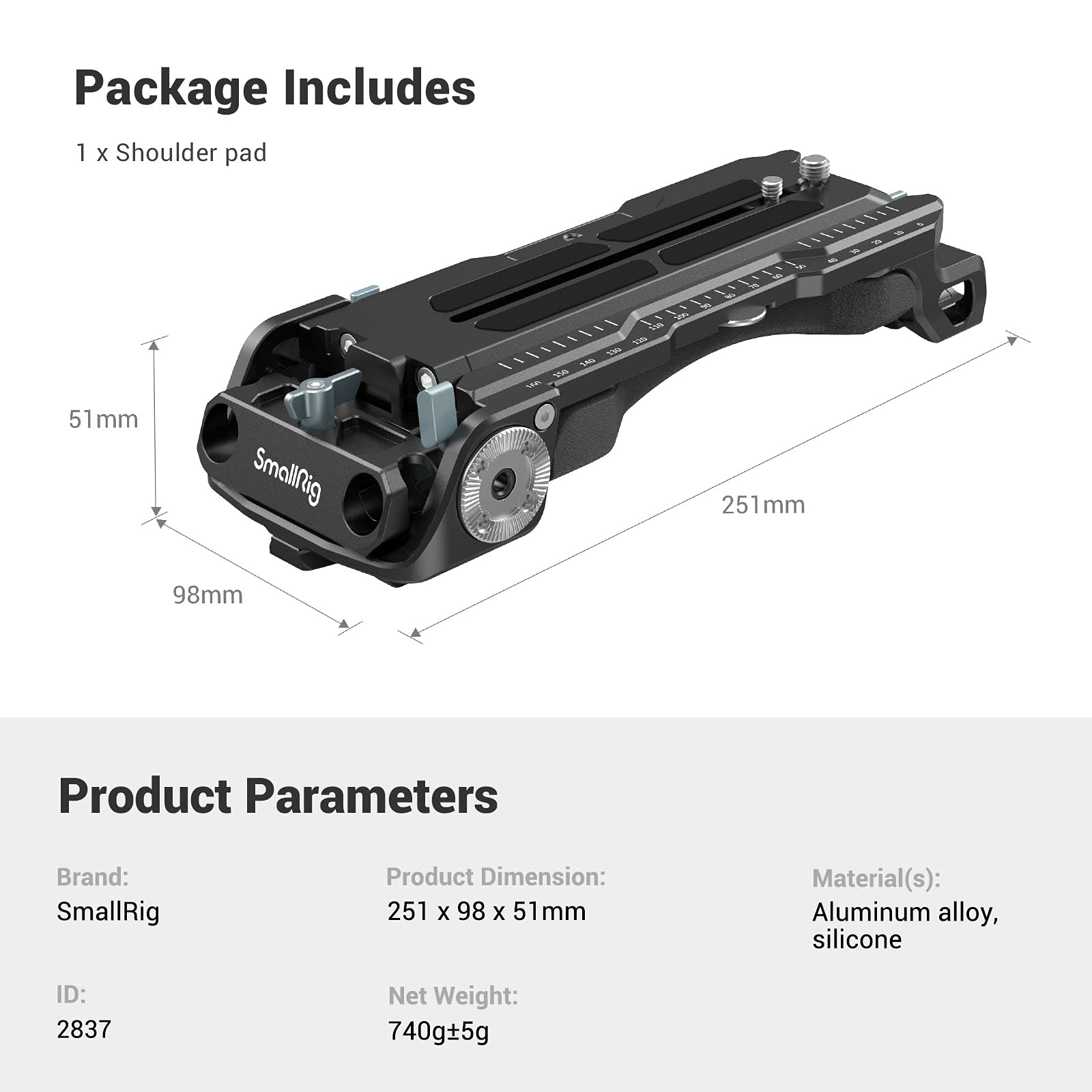 1249-smallrig-quick-release-shoulder-plate-for-sony-vct-14-tripod-adapter-with-rosettes-2837-8.jpg SMALLRIG Quick Release Shoulder Plate for Sony VCT-14 Tripod Adapter with Rosettes - 2837