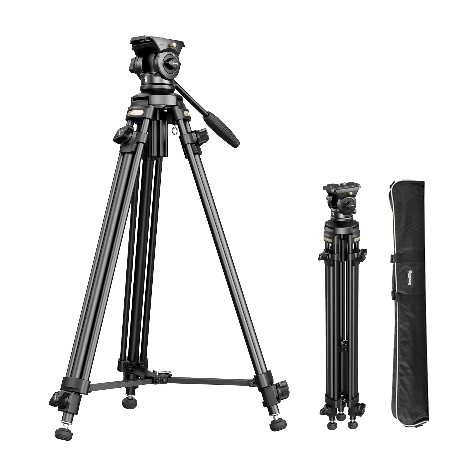 SmallRig AD-50Lite Video Tripod, Heavy Duty Tripod with 360°Fluid Head, 62" Aluminum Alloy Travel Tripods with QR Plate, Lift Rope, Load up to 11lb for DSLR, Camcorder, Camera
