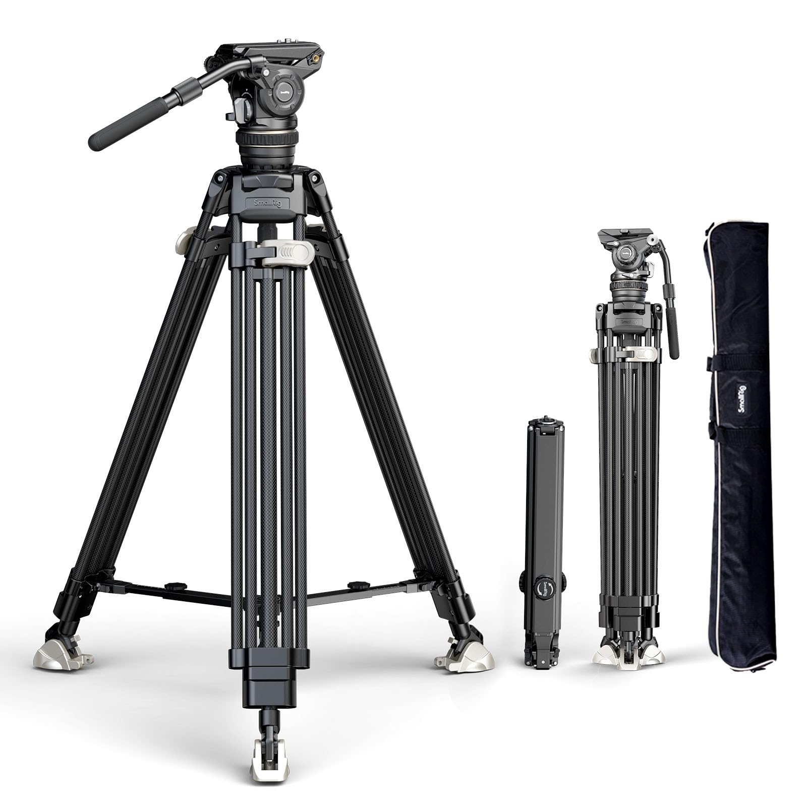 SmallRig AD-120 FreeBlazer Counterbalance Carbon Fiber Video Tripod Kit, 77" Video Tripod with 6-Step Counterbalance, Adjust Step-Less Damping on Pan/Tilt, Dual-Mode QR Plate, Max Load 17.6lbs-4463