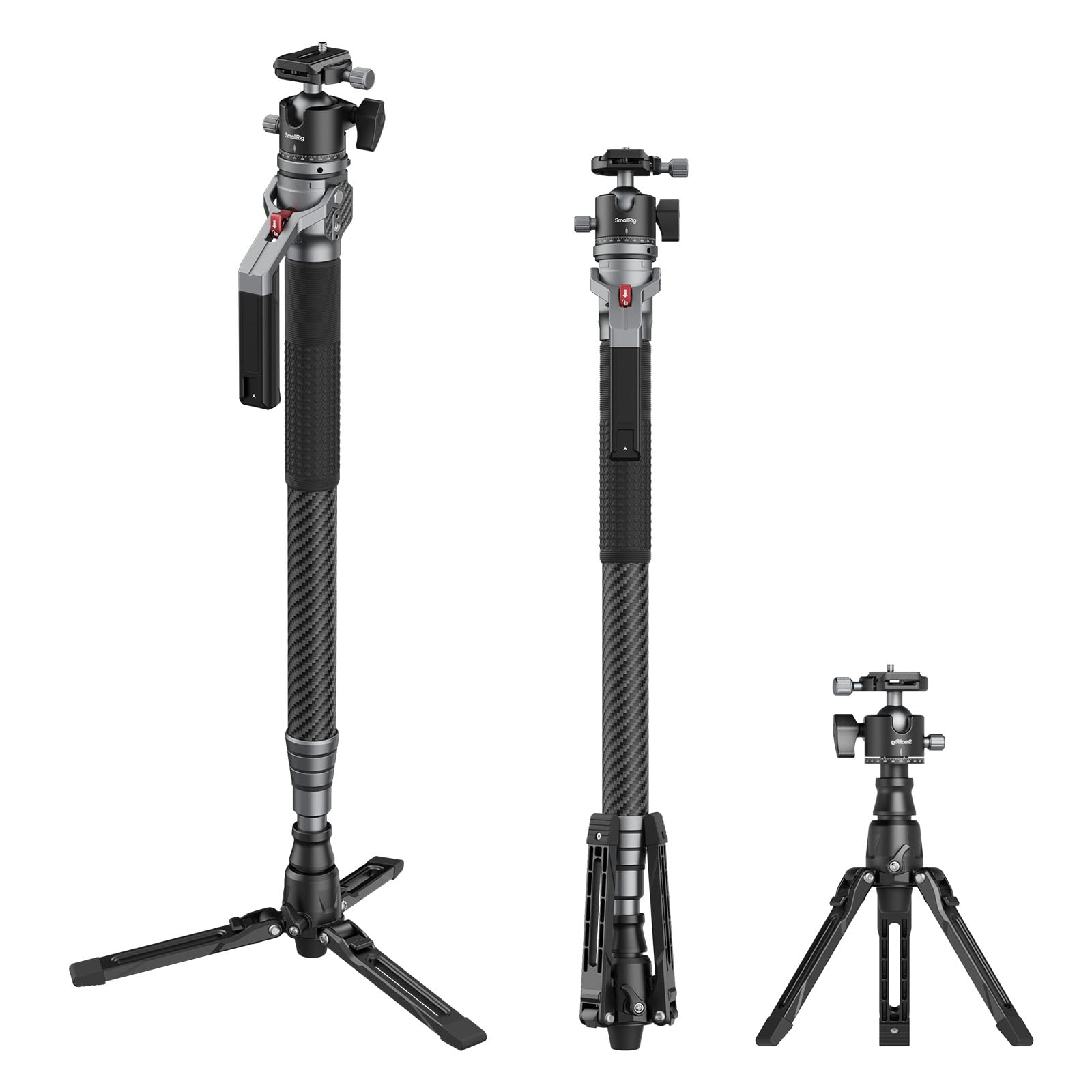 SmallRig 166.5cm / 65.6" Carbon Fiber Monopod for Camera, Compact Camera Monopod with One-Touch Height Adjustment, Max. 5kg Playload Ball Head, Storage Size of 68cm / 26.8", Weighs 1.72kg / 3.8lb