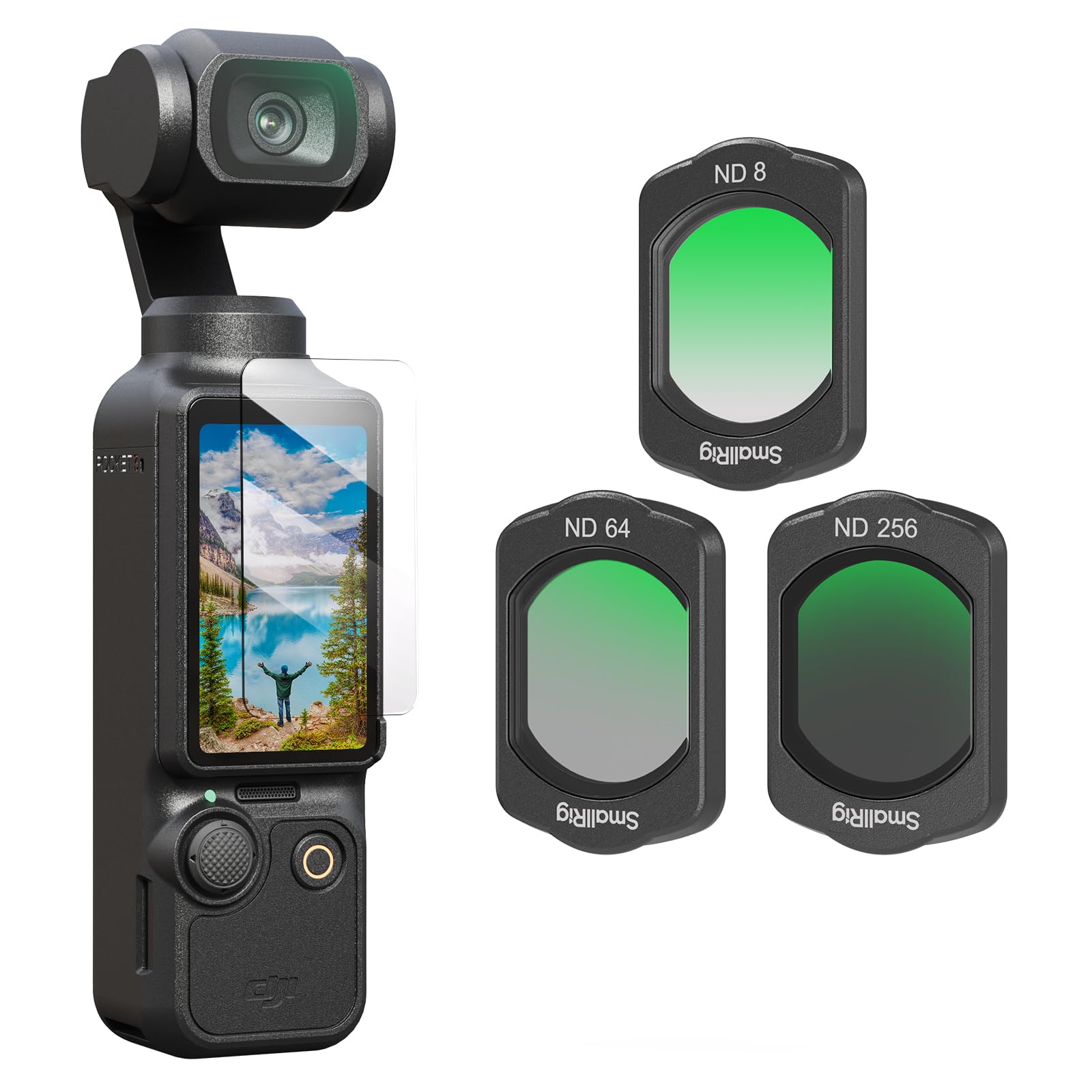 SMALLRIG Magnetic ND Filters Set for DJI Osmo Pocket 3, Includes ND8, ND64, ND256 Multi-Coating Filter and Screen Protector, Accessories for Outdoor Lens Protection & Exposure Control 4774