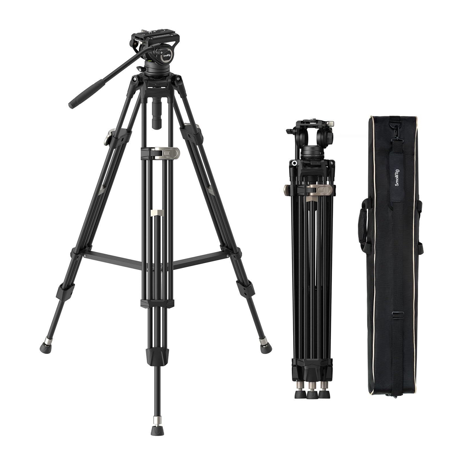 SmallRig AD-80 FreeBlazer Heavy-Duty Video Tripod System, 75" Tall, Fluid Head, One-Step Height Adjust, Dual-Mode QR Plate, Load up to 17lbs, Professional Tripod for Camera