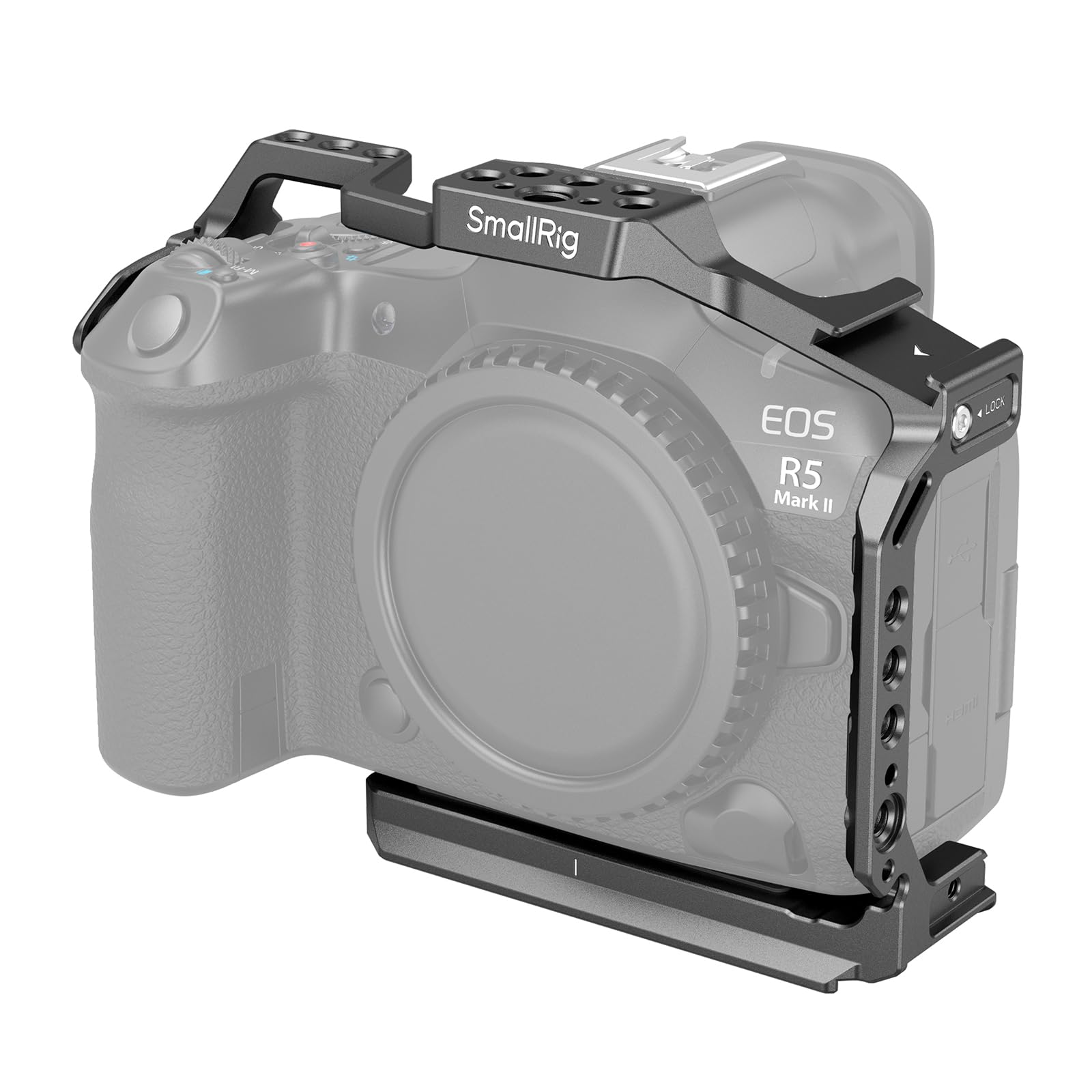 SMALLRIG R5 II Cage for Canon R5 Mark II, Aluminum Alloy Camera Video Cage with Cold Shoe Mount, 1/4''-20 & 3/8''-16 Threaded Holes, Quick Release Plate for Arca-Swiss - 4978