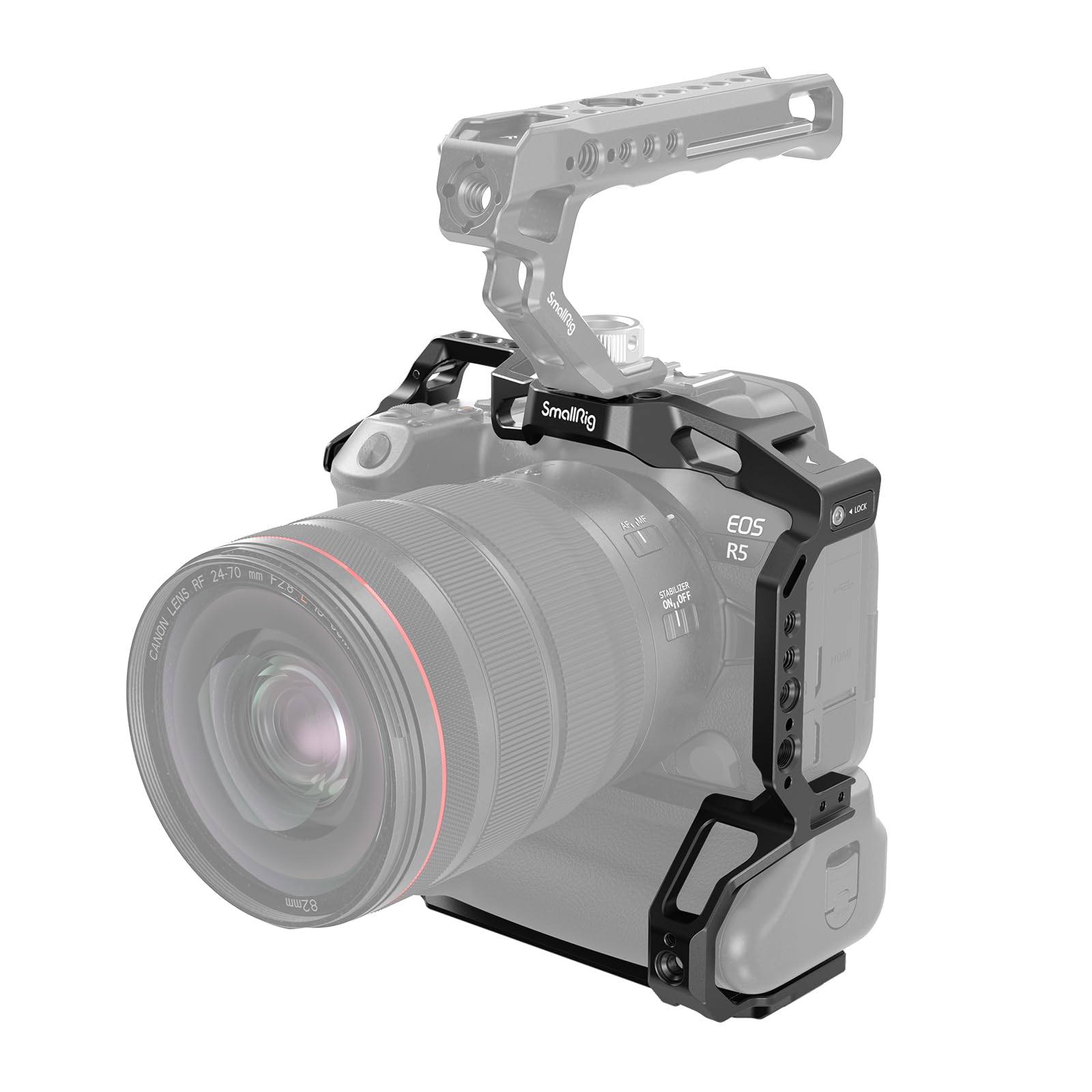 SmallRig R5 / R6 Camera Cage for Canon R5 / R6 / R5C / R6 Mark II / R6 Mark III with BG-R10 Battery Grip, Aluminum Alloy Film Movie Making Camera Video Cage with Shoe Mount 3464B