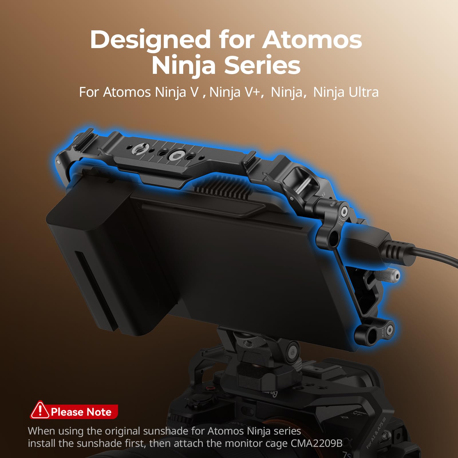 SMALLRIG Monitor Cage for Atomos Ninja V,Built-in NATO Rail and HDMI Cable Clamp Monitor Cage 2209