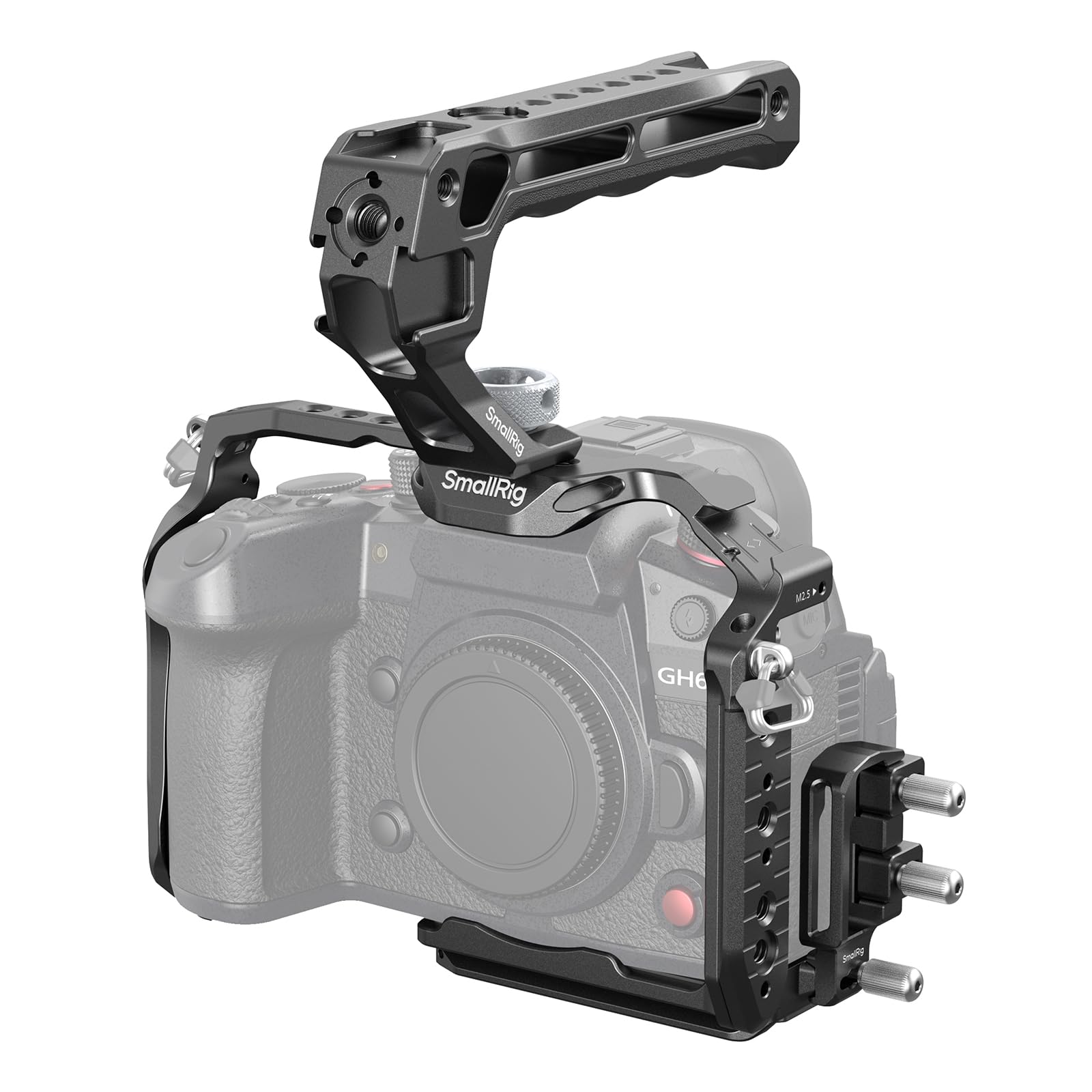 SmallRig HawkLock Quick Release Cage Kit for Panasonic LUMIX GH7 / GH6, with Top Handle Kit, Cable clamp for HDMI & USB-C, Built-in 1/4"-20 Threaded Hole, 3/8" -16 locating Holes for ARRI - 4825