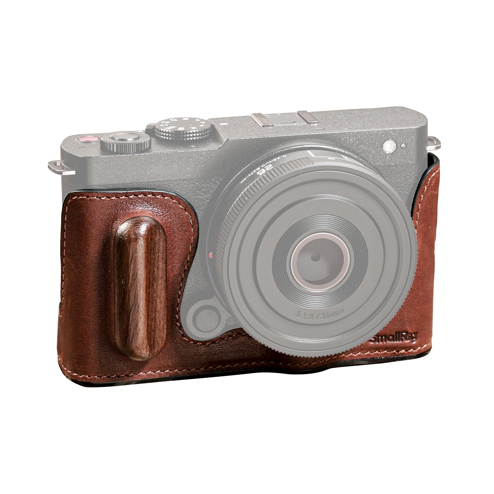 SMALLRIG Half Leather Case for Panasonic LUMIX S9 - Vintage Style Camera Case with Aluminum Frame and Wooden Grip - 1/4"-20 Threaded Hole