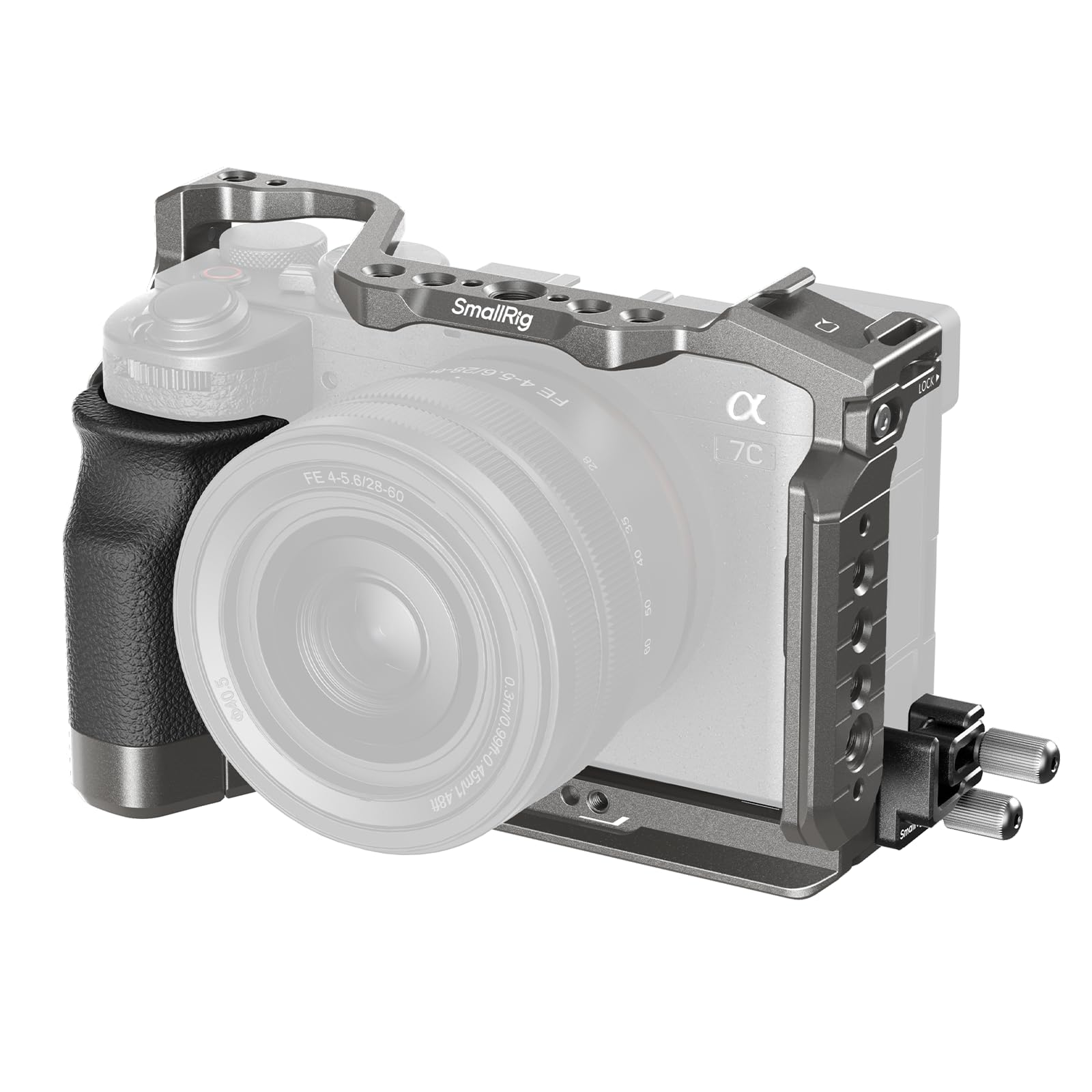 SmallRig HawkLock Quick Release Camera Cage Kit for Sony A7C II/ A7CR with Integrated Silicone Grip, Full Access Vlog Making Cage for Sony Alpha 7C II/Alpha 7CR with Cable Clamp for HDMI