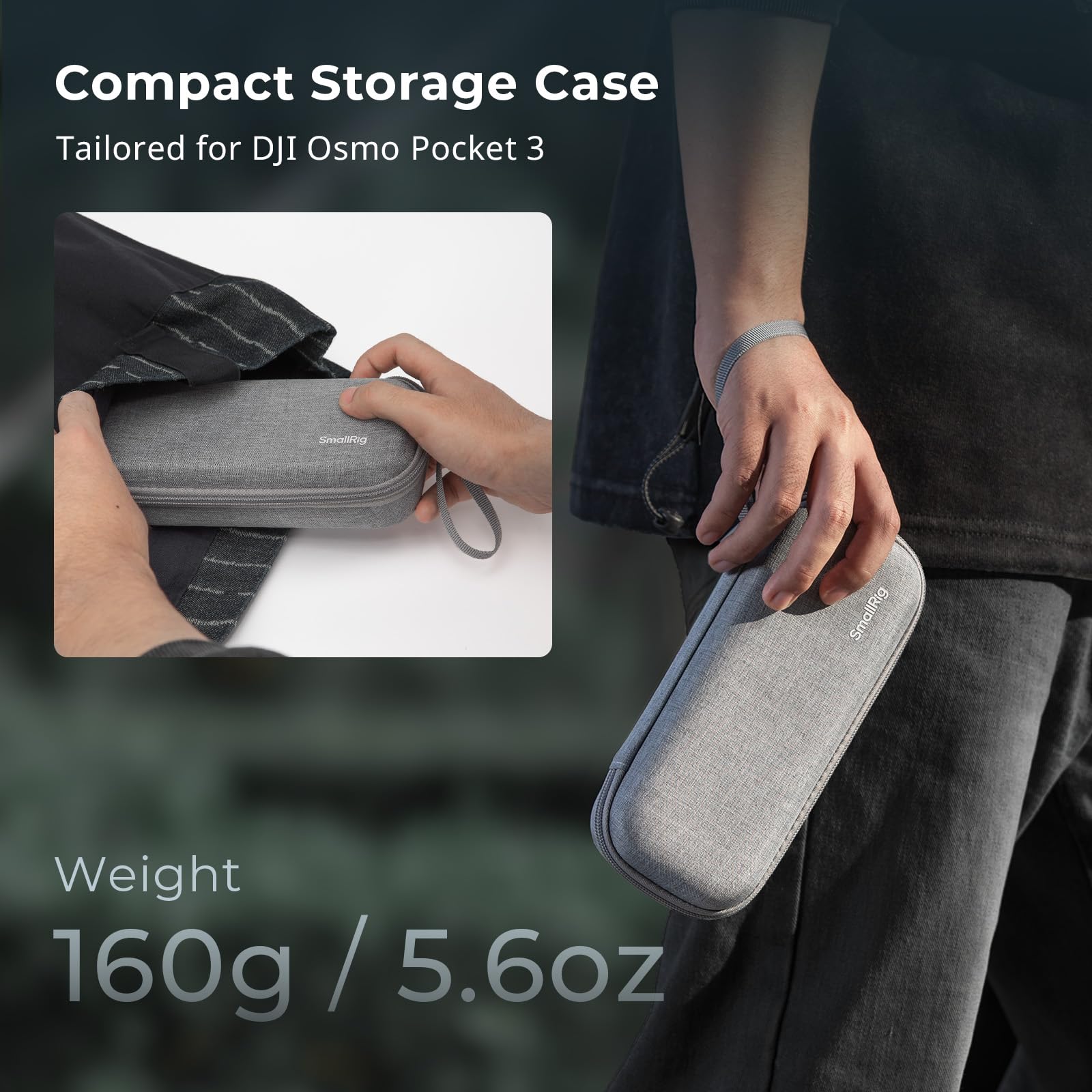 SMALLRIG Carrying Case for DJI Osmo Pocket 3 (Basic Version)- Hard Shell Design, Plush Lining & Wrist Strap, 5118