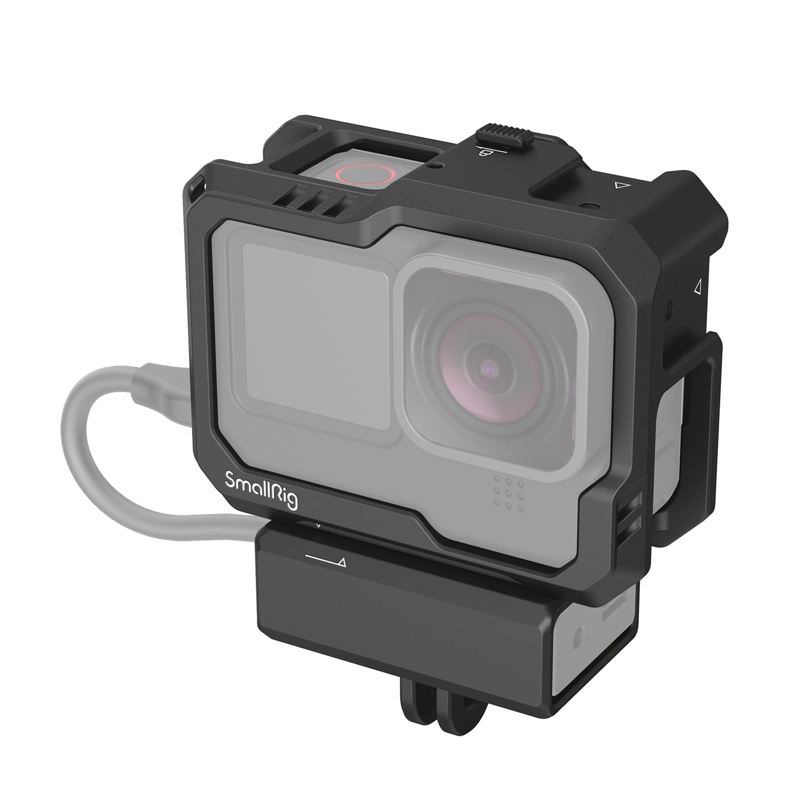 SmallRig Hero 13 / Hero12 / Hero11 / Hero 10 / Hero 9 Black Cage for GoPro, with 2 Cold Shoe Mount for GoPro Light Mod and Common Microphone, Led Video Light - 3083C