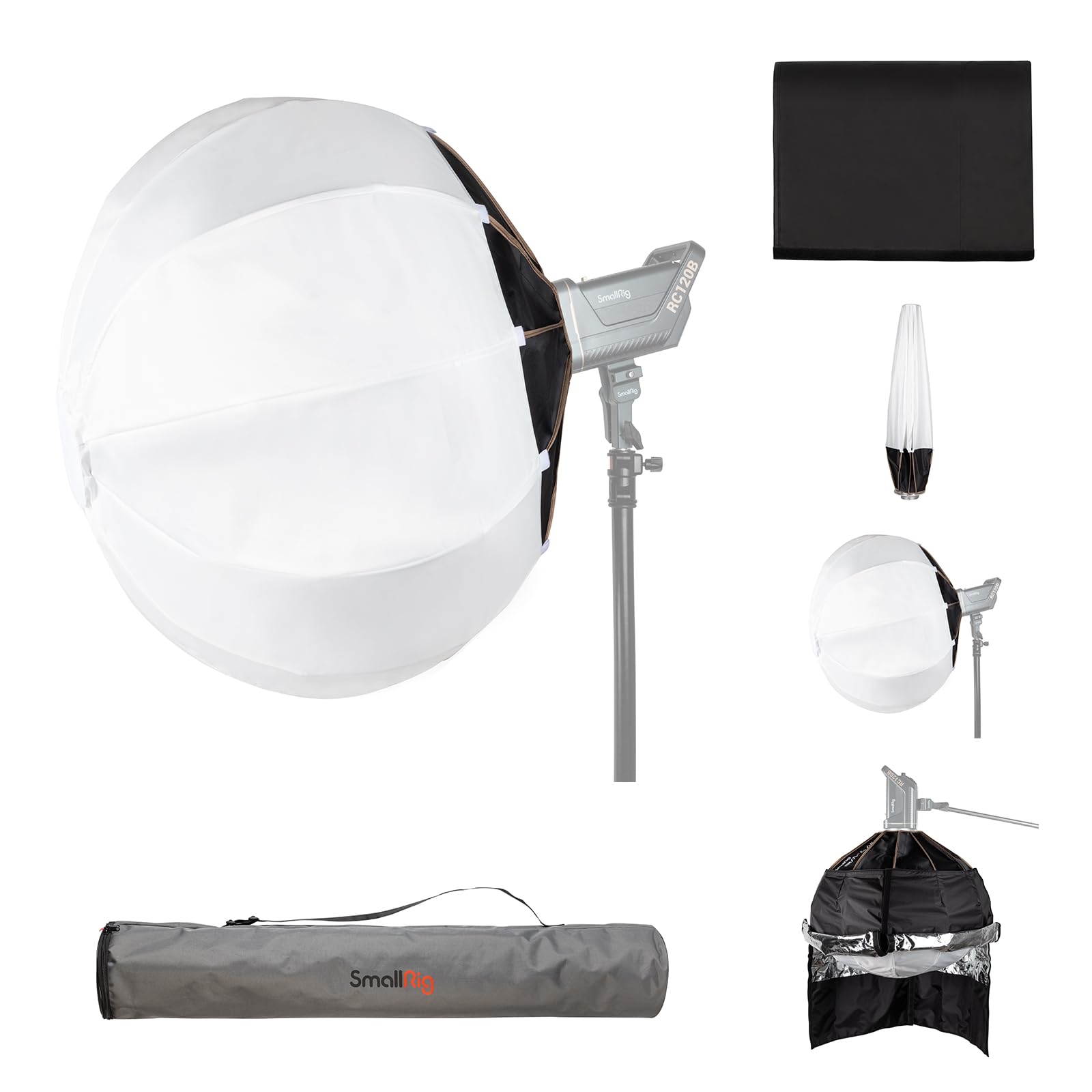 SmallRig Lantern Softbox Quick Release-One Step, Light Modifier with Fabric Barn Doors, Softbox Diffuser for SmallRig Video Light 120B, 120D, 220B, 220D and Other Bowens Mount Light