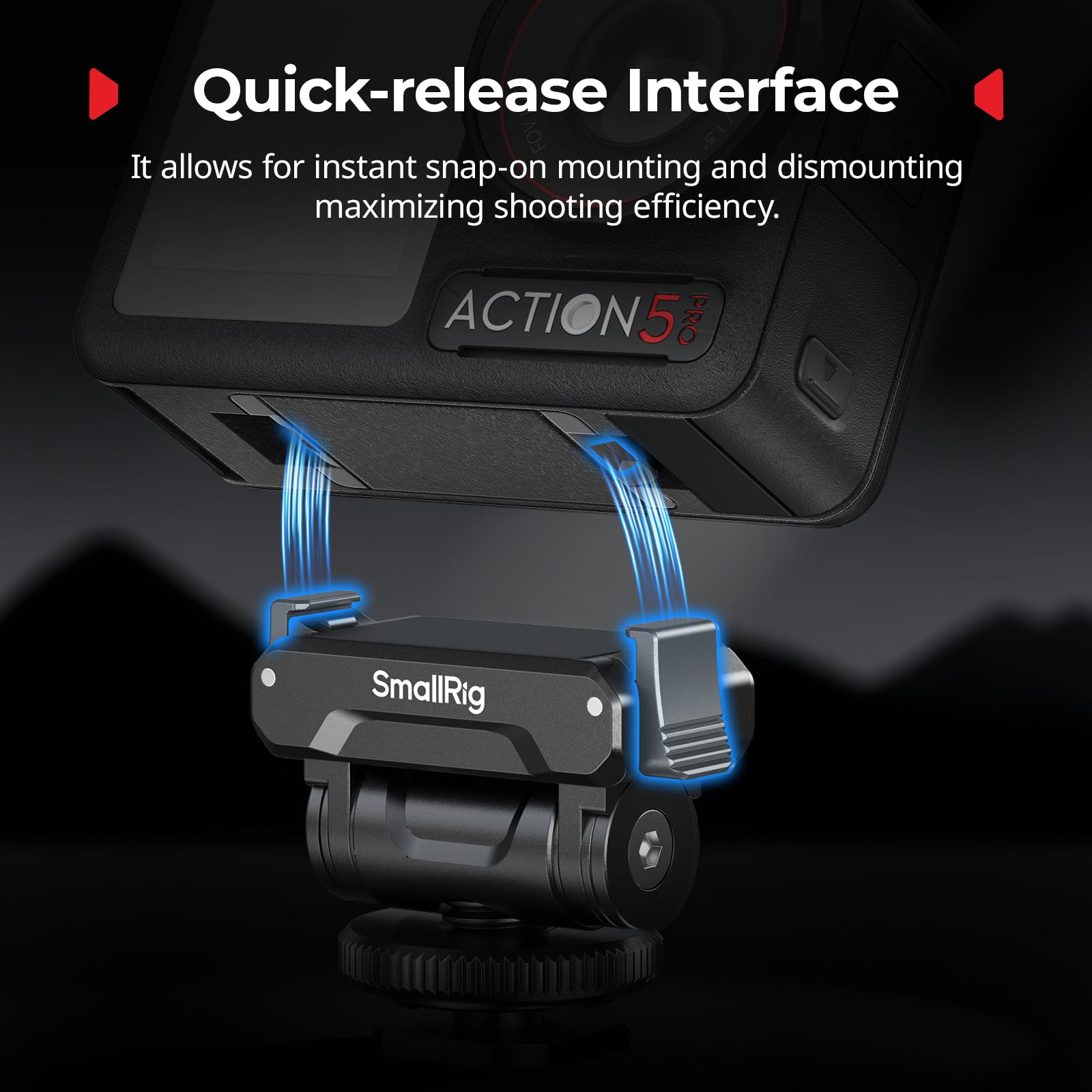 4-smallrig-cold-shoe-adapter-mount-for-dji-osmo-360-action-5-pro-4-3-with-quick-release-mount-180-tilt-adjustable-5436-6.jpg SMALLRIG Cold Shoe Adapter Mount for DJI Osmo 360 / Action 5 Pro / 4 / 3, with Quick Release Mount, 180° Tilt Adjustable - 5436