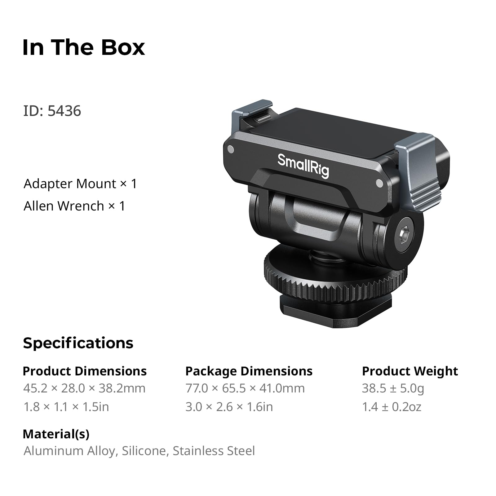 4-smallrig-cold-shoe-adapter-mount-for-dji-osmo-360-action-5-pro-4-3-with-quick-release-mount-180-tilt-adjustable-5436-8.jpg SMALLRIG Cold Shoe Adapter Mount for DJI Osmo 360 / Action 5 Pro / 4 / 3, with Quick Release Mount, 180° Tilt Adjustable - 5436