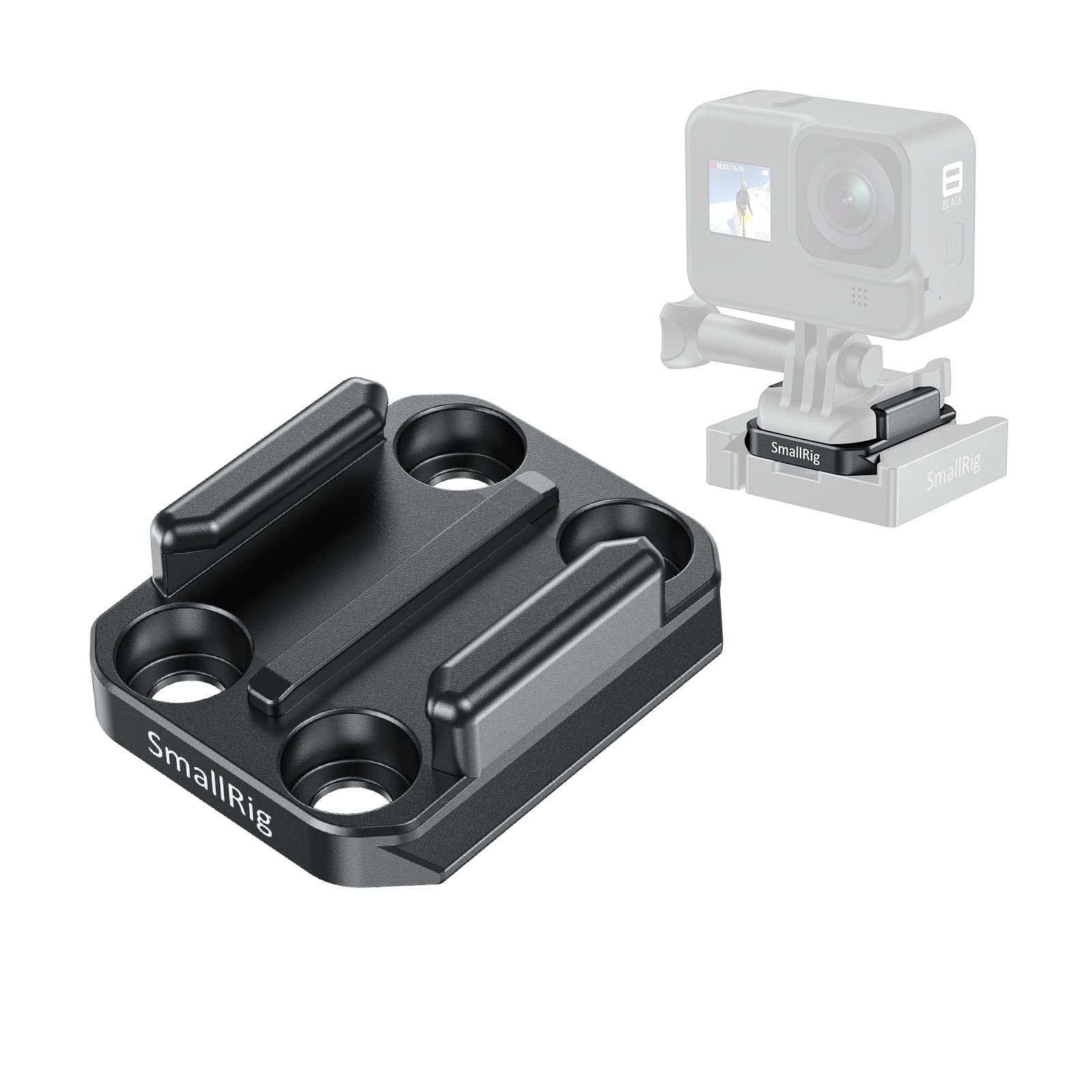 SMALLRIG Tripod Adapter for GoPro Ball Joint Buckle, Quick Release Plate for Arca with 1/4”-20 Threaded Holes and 3/8”-16 Threaded Holes, Compatible with GoPro Hero 11/10 / 9/8 / 7/6 / 5- APU2668
