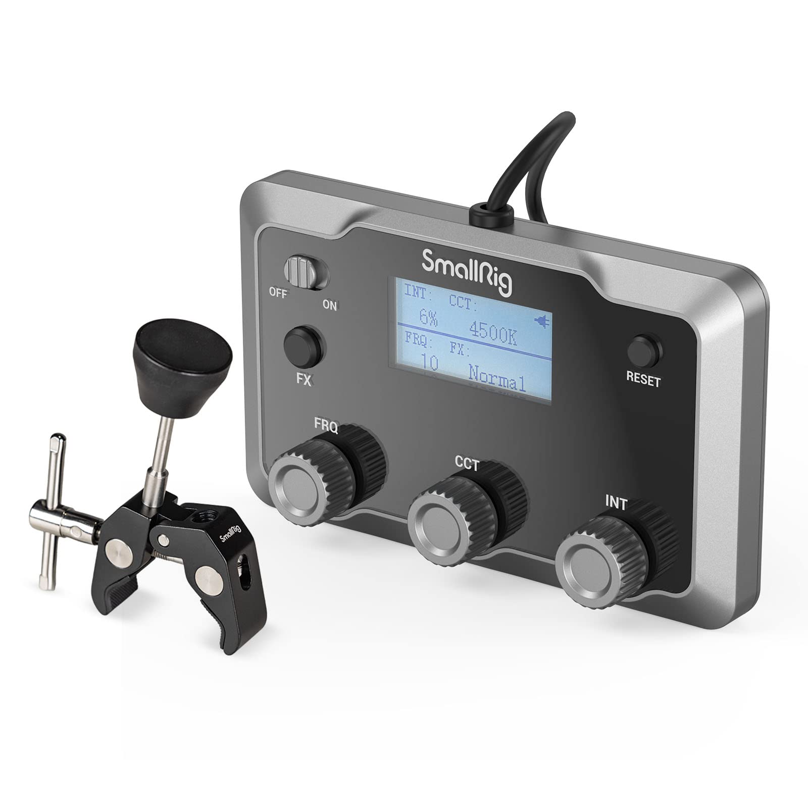 SmallRig COB Video Light Control Panel for RC 350 / RC 450 / RC220 PRO, with 2 "LCD Screen Display, Clamping Magic Arm for Live Streaming, Video Recording-3980