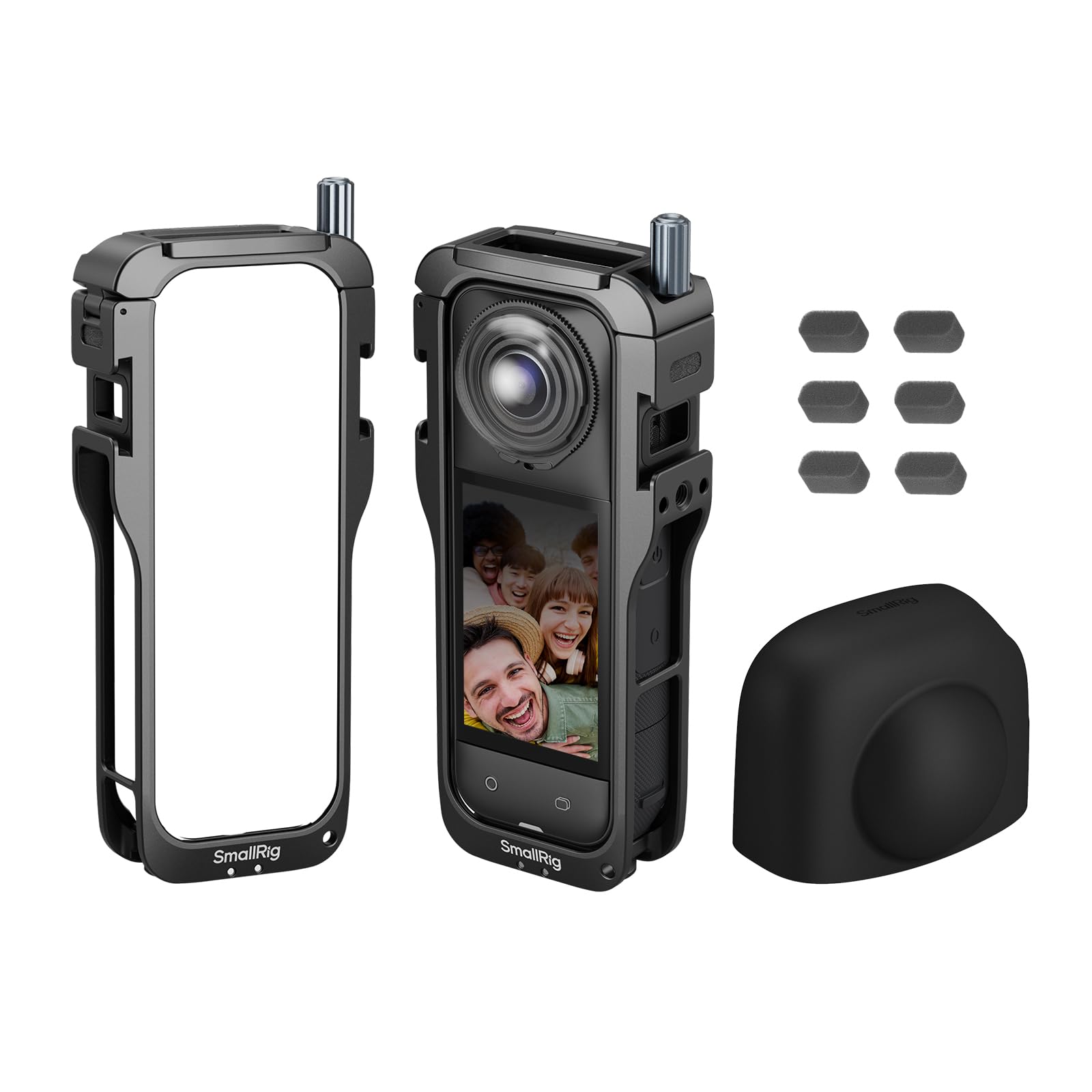 SMALLRIG Cage for Insta360 X5 Accessories, Aluminum Alloy Protective Case for Insta360 x5 with Quick Release, Built-in Cold Shoe Mounts & 1/4" Threads, with Silicone Lens Guard Cap - 5195