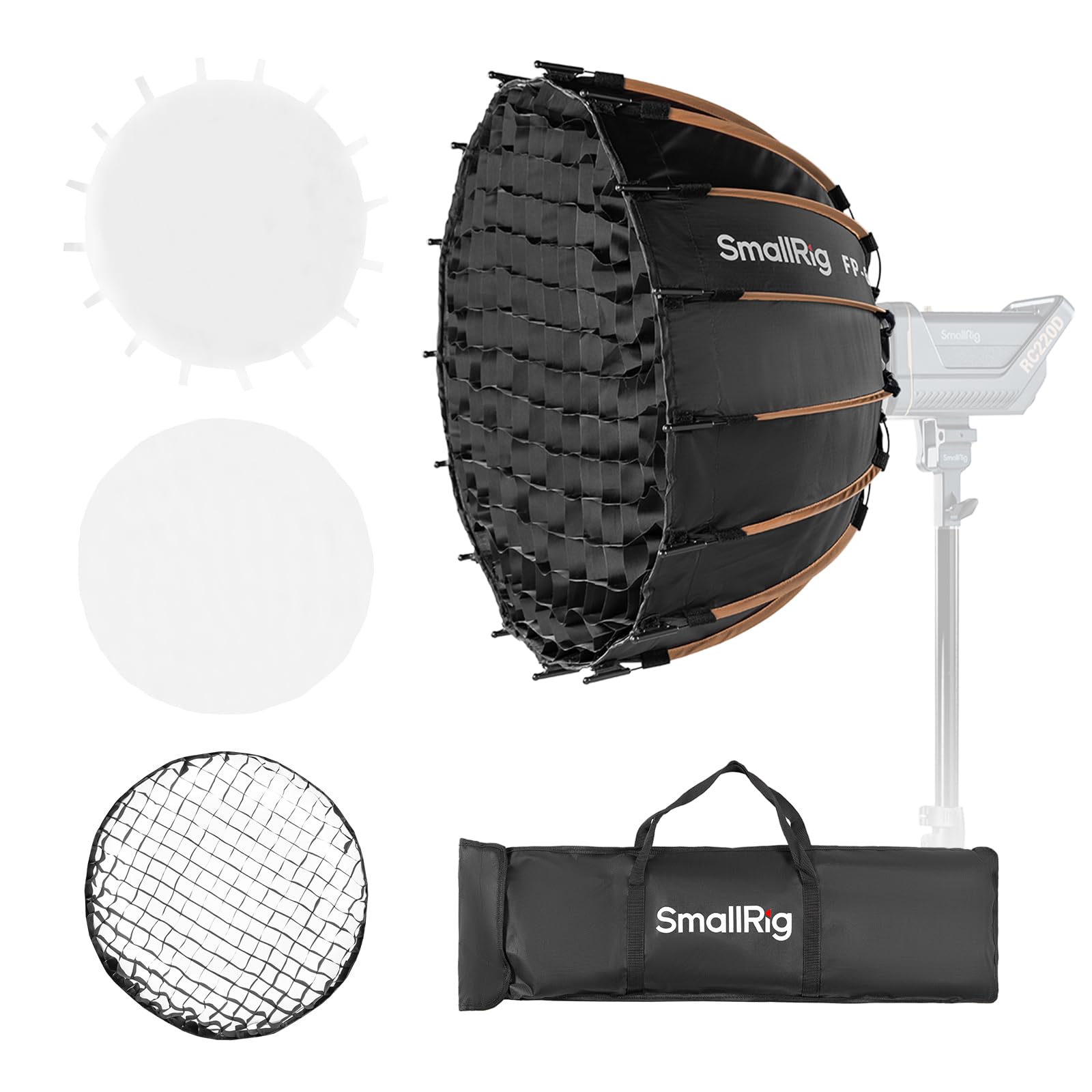 SmallRig FP-60 23.6" Parabolic Softbox with Bowens Mount for Studio Photography, Quick Release Soft Box with Honeycomb Grid, Diffusers, for SMALLRIG RC 220 pro, for Neewer for Godox for Aputure - 5396