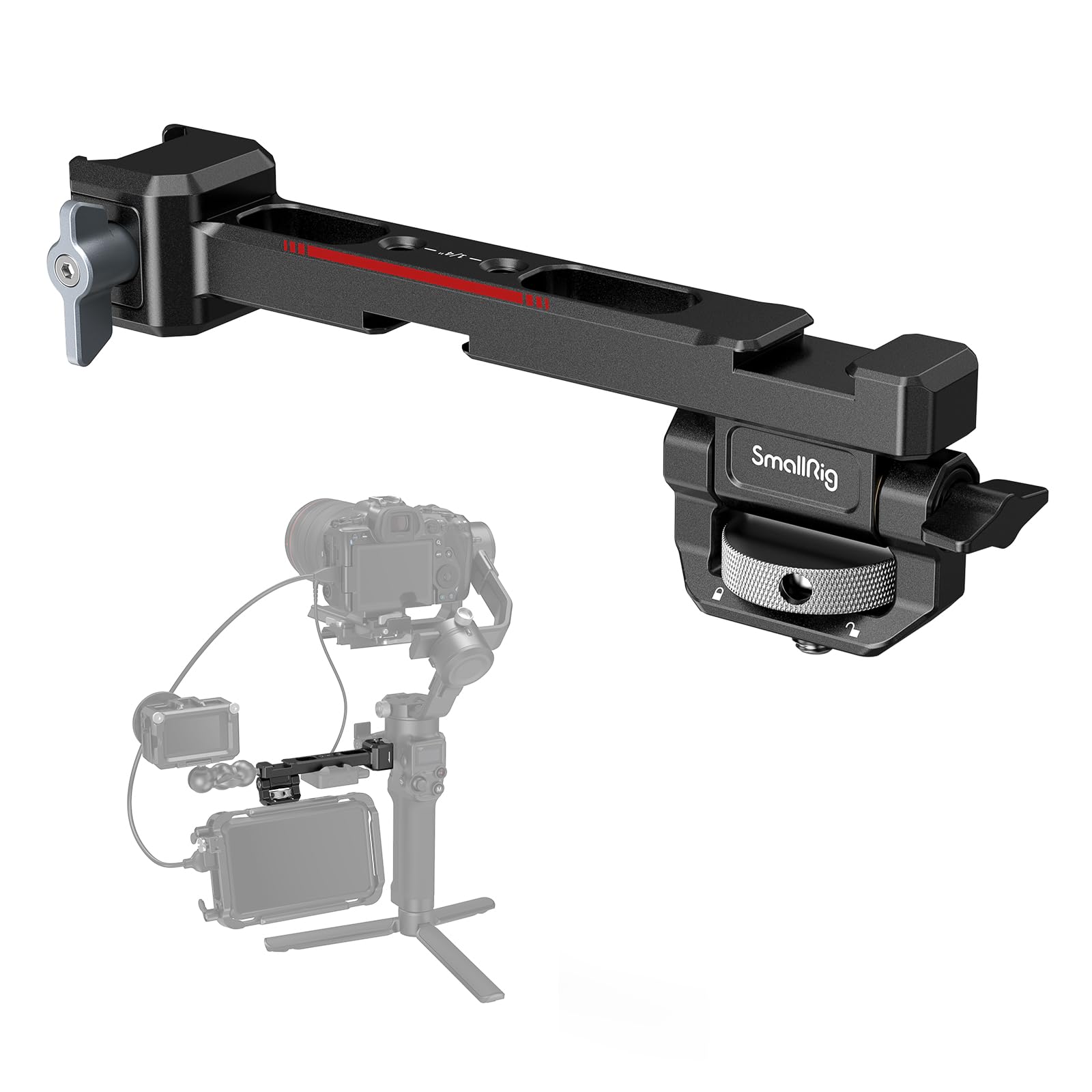 SMALLRIG Adjustable Camera Monitor Mount with Quick Release NATO Clamp, Cold Shoe Mount, Anti-Twist Design for DJI RS 4 Mini/RS 4 / RS 4 Pro/RS 2 / RSC 2 / RS 3 / RS 3 Pro/RS 3 Mini