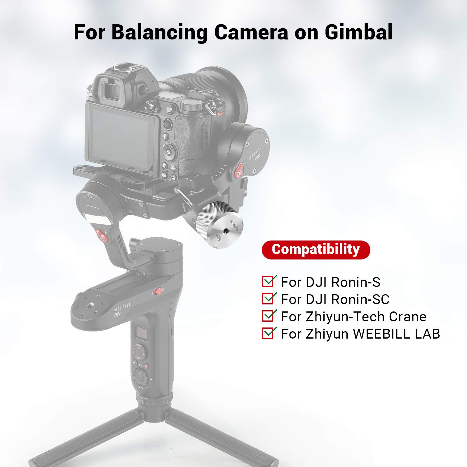 SMALLRIG Removable Counterweight 200g for DJI Ronin S/RS 2, SC/RSC 2 and Zhiyun Gimbal Stabilizers - AAW2285