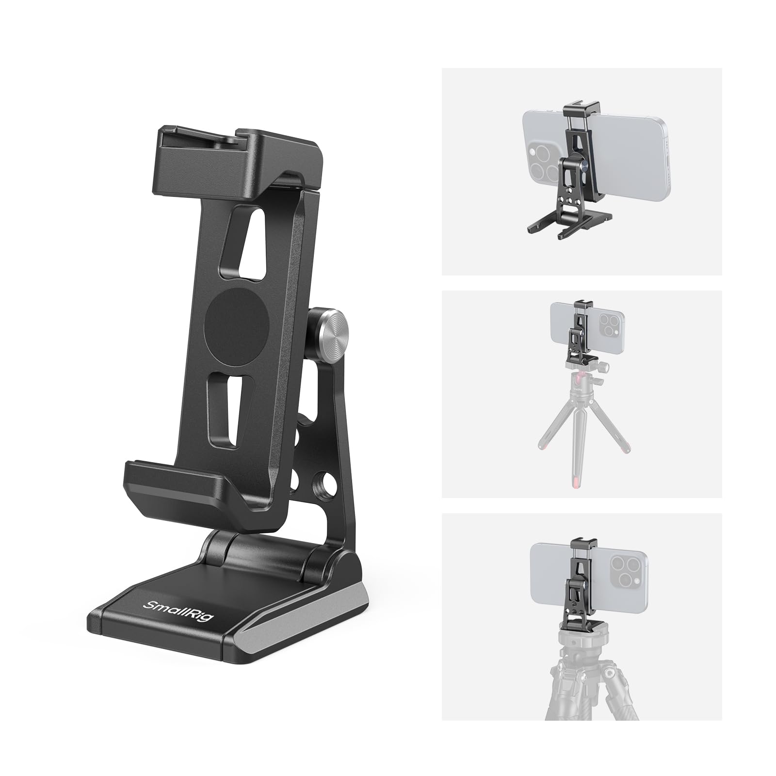 SmallRig Metal Phone Tripod Mount with Quick Release Adapter for Arca and Cold Shoes, Universal Cell Phone Stand for Desk, for DJI RS 3 mini Stabilizer, for iPhone - 4611