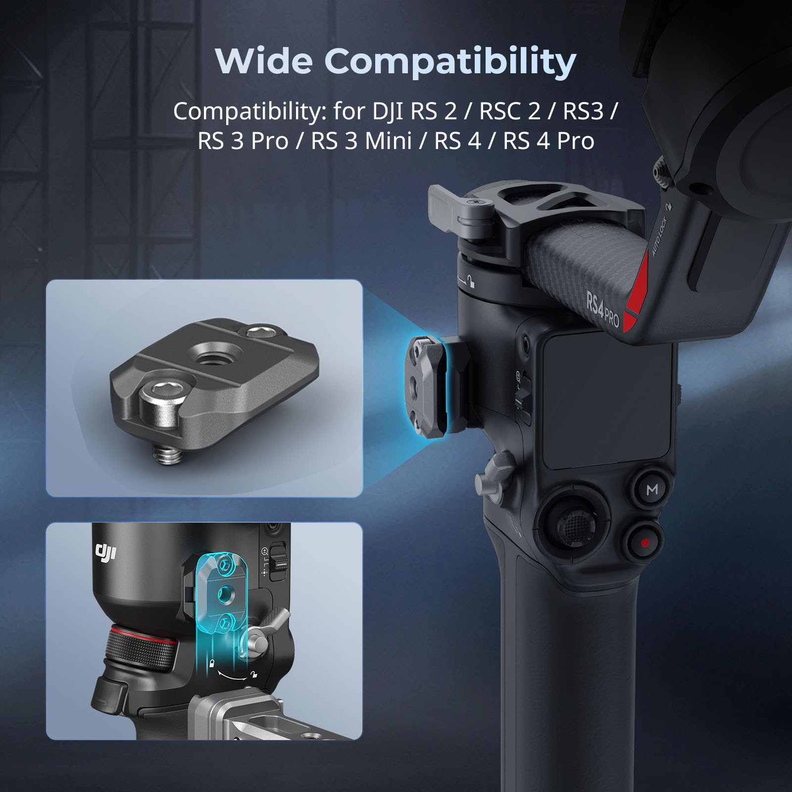 SMALLRIG HawkLock H21 Quick Release Mini NATO Rail for DJI RS 2 / RS2 / RS3 Pro / RS3 Mini / RS4 Pro Stabilizers - 4640