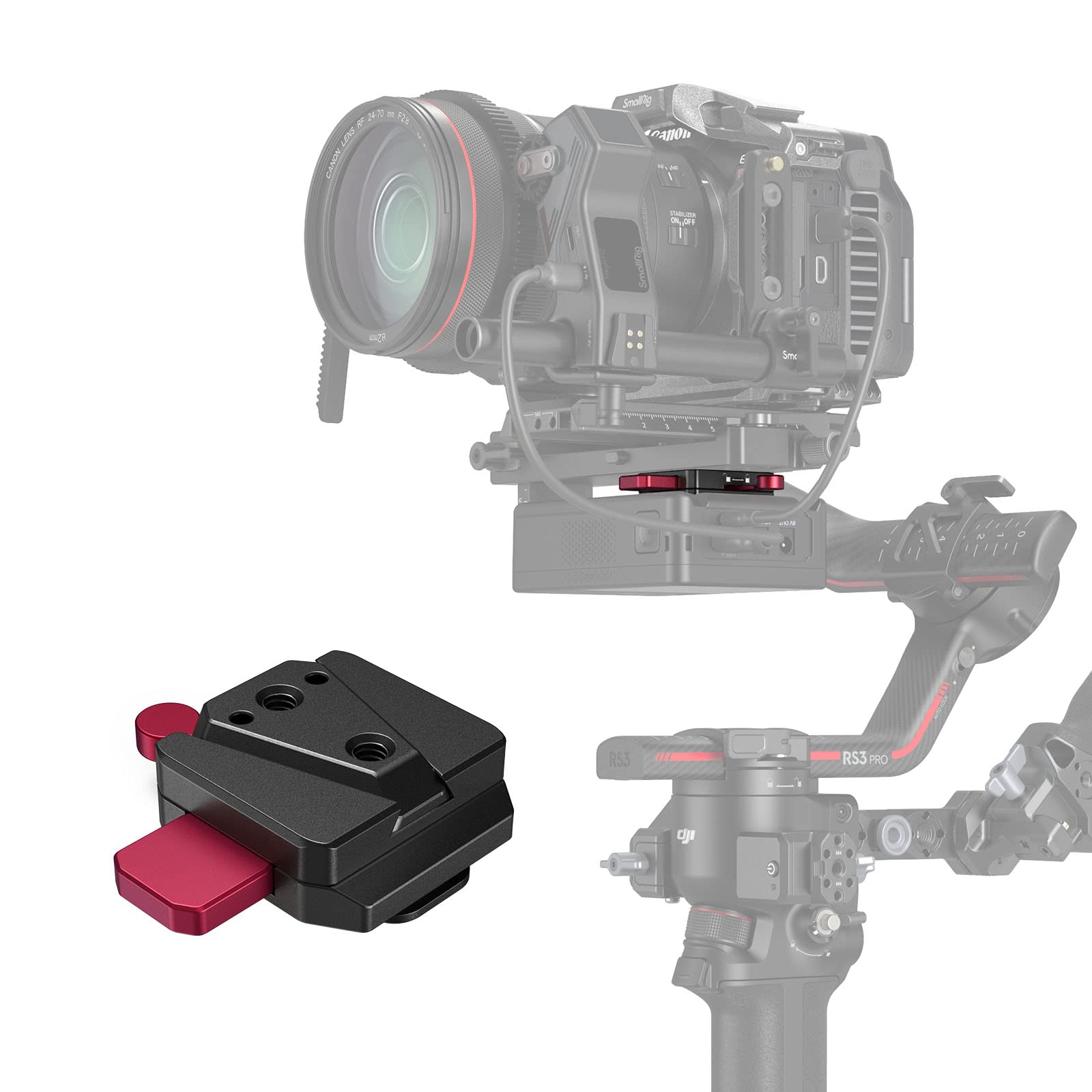 SMALLRIG Mini V Mount Battery Plate for DJI RS 3 / RS 3 Pro/RS 2 / RSC 2 Gimbals, Comes with V-Lock, Cold Shoe & 1/4"-20 Threaded Holes for V Mount Battery & NP-F Battery - 4189