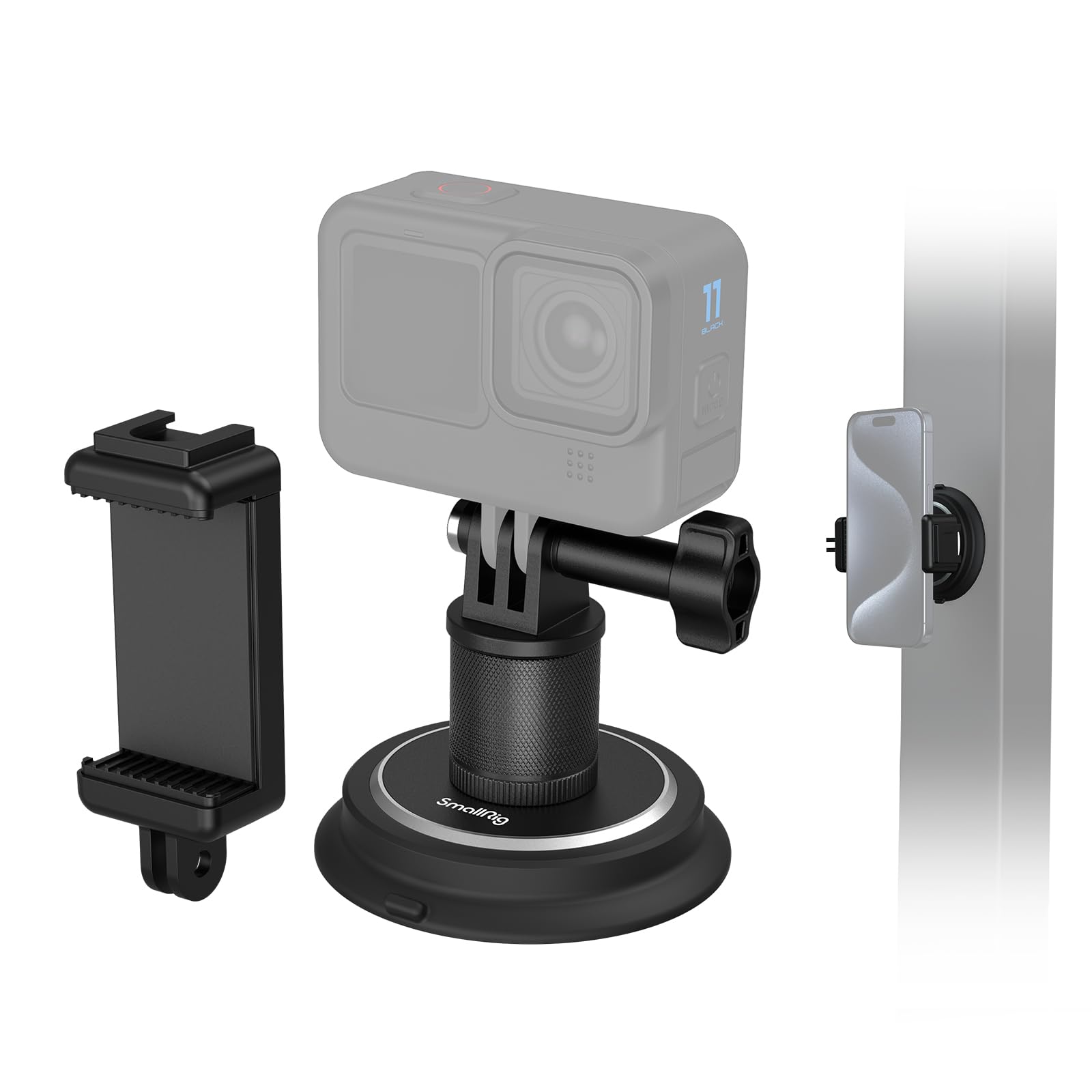SMALLRIG Magnetic Camera Mount for Action Camera, Built-in 6 Magnets Powerful Car Mount for GoPro Hero 13/12/11/10, for Akaso, for Insta360, for DJI OSMO 360/Nano/Action 6/5 Pro/4, for Phone