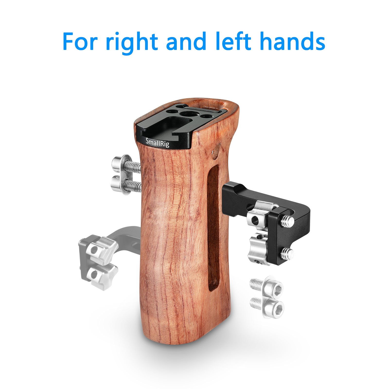 SmallRig Wooden Side Handle with 1/4''-20 Screws, Max. Load 15kg/33lbs, Up and Down Adjustable, for Left or Right Hand