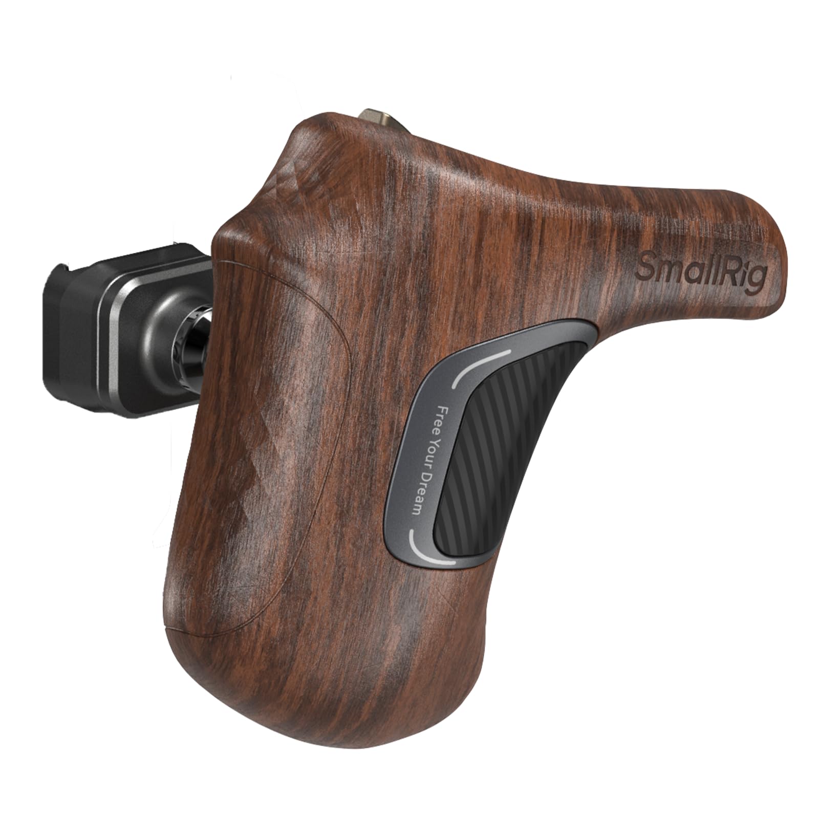 SmallRig Rotating Left-Side Wooden Handle with NATO Clamp & NATO Rail, Load Capacity up to 15kg, One-Touch Rotation, 360° Angle Adjustment, Anti-Slip Design