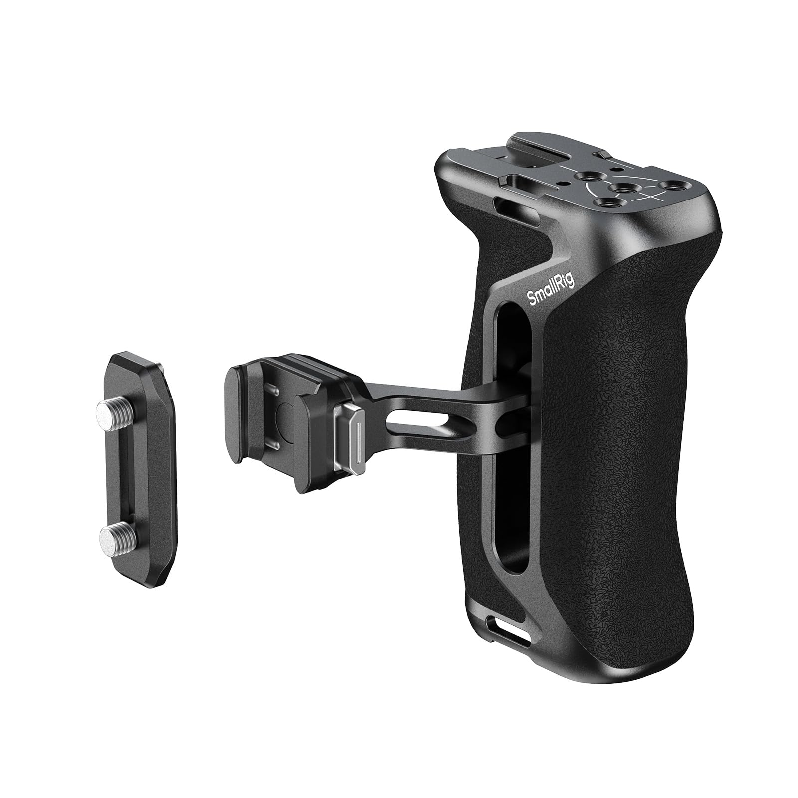 SMALLRIG NATO Side Handle with NATO Rail, H21 HawkLock Quick Release, for Left or Right Hand, 36mm/1.4in Up and Down Adjustable, Ergonomic Handgrip with Built-in Cold Shoe, 1/4"-20 Threaded Holes