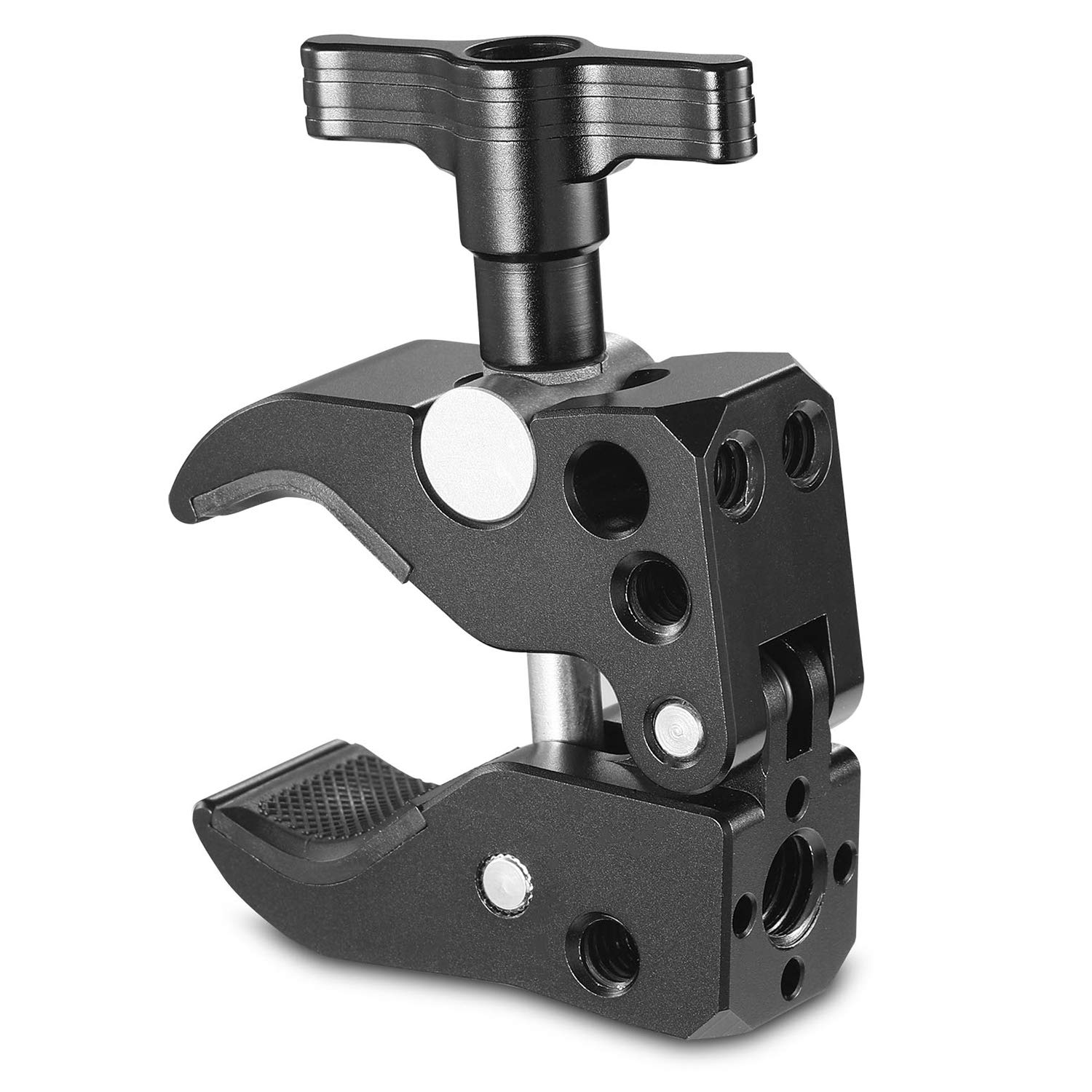 SMALLRIG Super Clamp with 1/4"-20 Thread Holes, 3/8"-16 Locating Pin for ARRI Standard, T-Shaped Wingnut and Rubber Pads