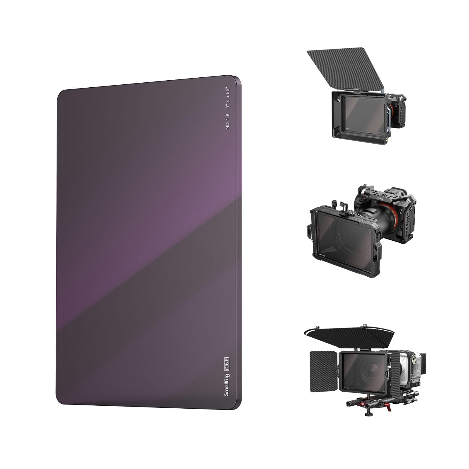 SmallRig 4 x 5.65 ND 1.8 (6 Stop) Filter, Square Neutral Density Filter, 4mm Thick Multi-Layer Coated B270 Optical Glass, 1.56% Light Transmittance for Matte Box Outdoor Filming – 4227