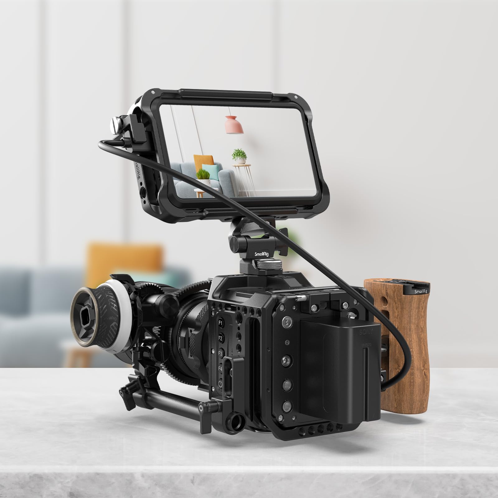 SMALLRIG Mini Follow Focus with 15 mm Rod & Rod Clamp & Gear Ring Belt and M0.8-43T Gear - 4956