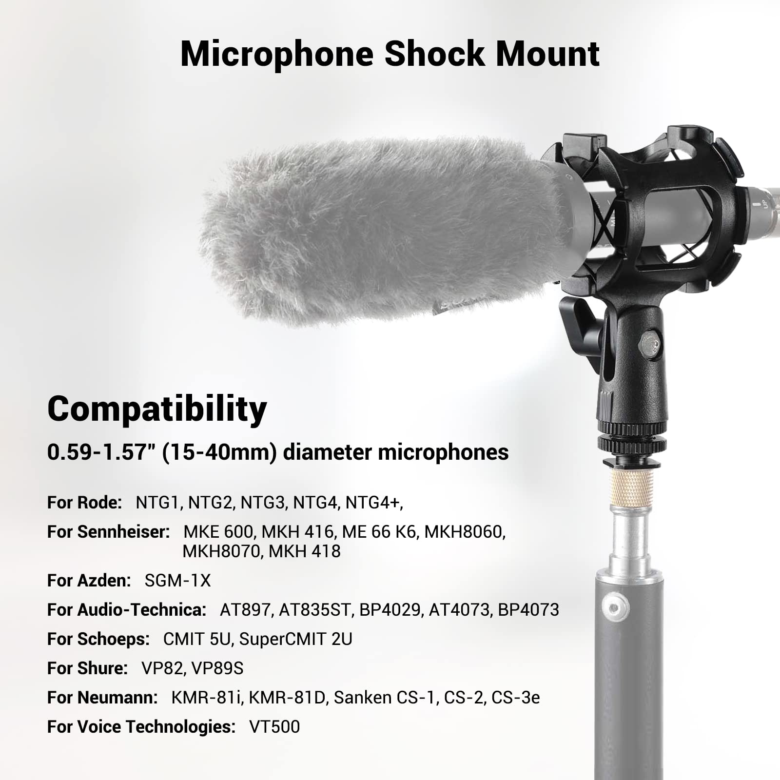 SmallRig Microphone Shock Mount with Cold Shoe Pinch for Camera Shoes and Boompoles 1859