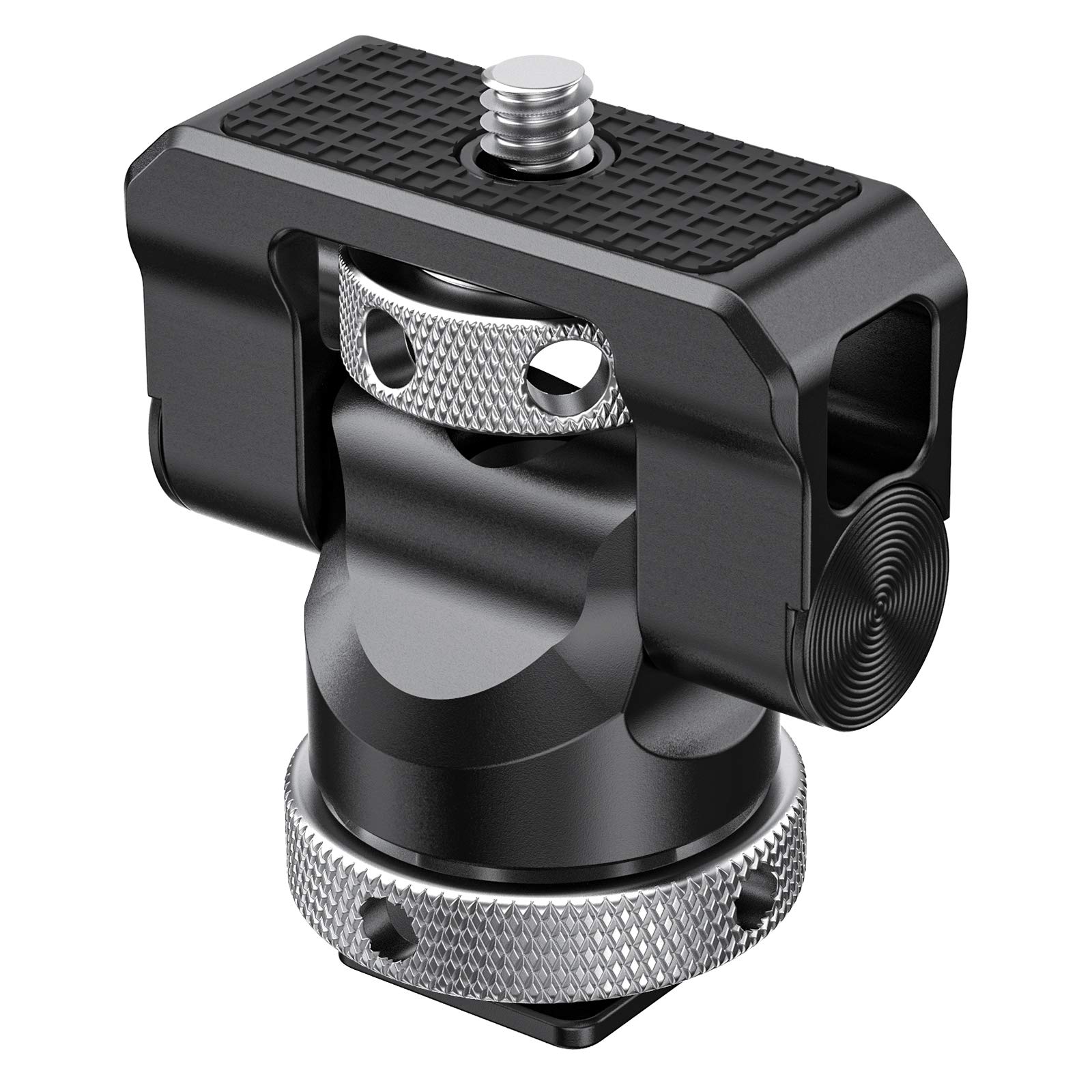 SmallRig Field Monitor Mount Holder with Cold Shoe and 1/4" Inch Screw for 5 Inch and 7 Inch Monitor, with 360 Degree Swivel and 140 Degree Tilt, Rubber Cushion, Aluminum Alloy Build - BSE2346