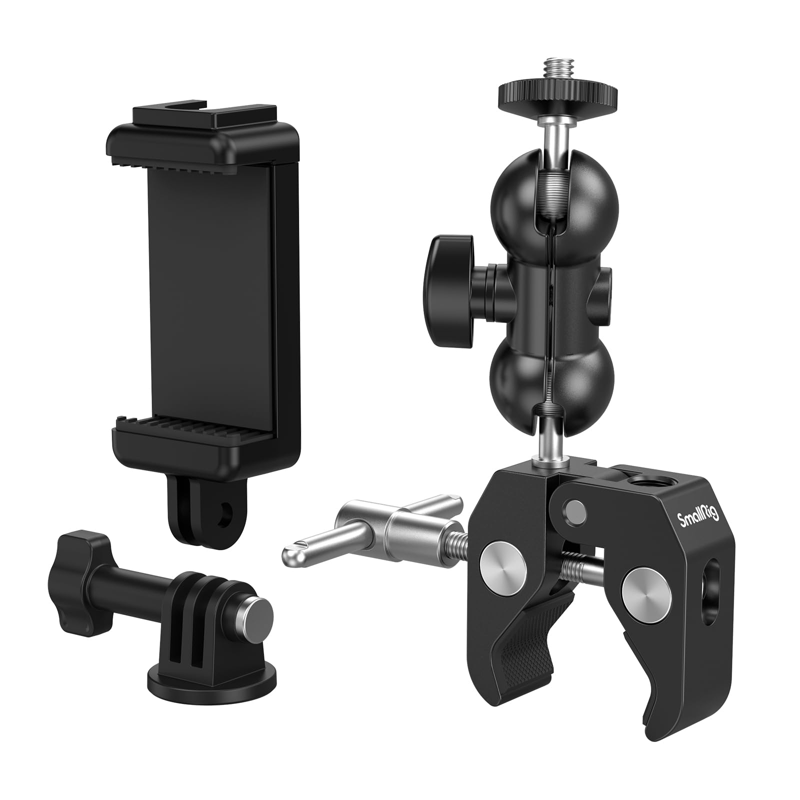 SMALLRIG Camera Mount Kit, Ball Head Magic Arm With Clamp, Super Clamp With Non-Slip Threads for GoPro, Webcam, Camera, Phone, Monitor and Light