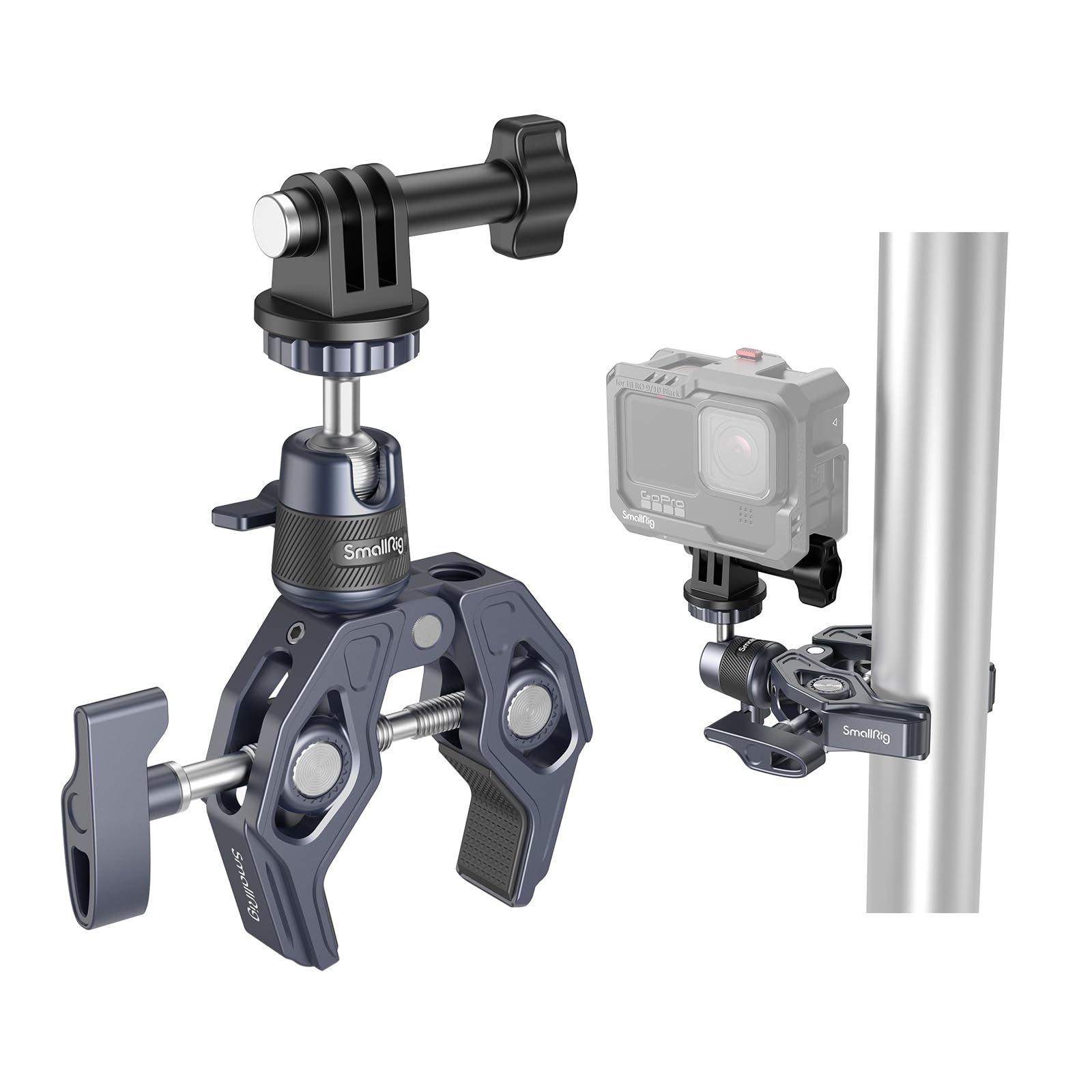 SMALLRIG Camera Mount Clamp, Gopro Motorcycle and Bike Handlebar Mount Kit, Super Clamp for DSLR, Action Camera, Gopro, Insta360, LED Light, Monitor, Max Load 3.5KG