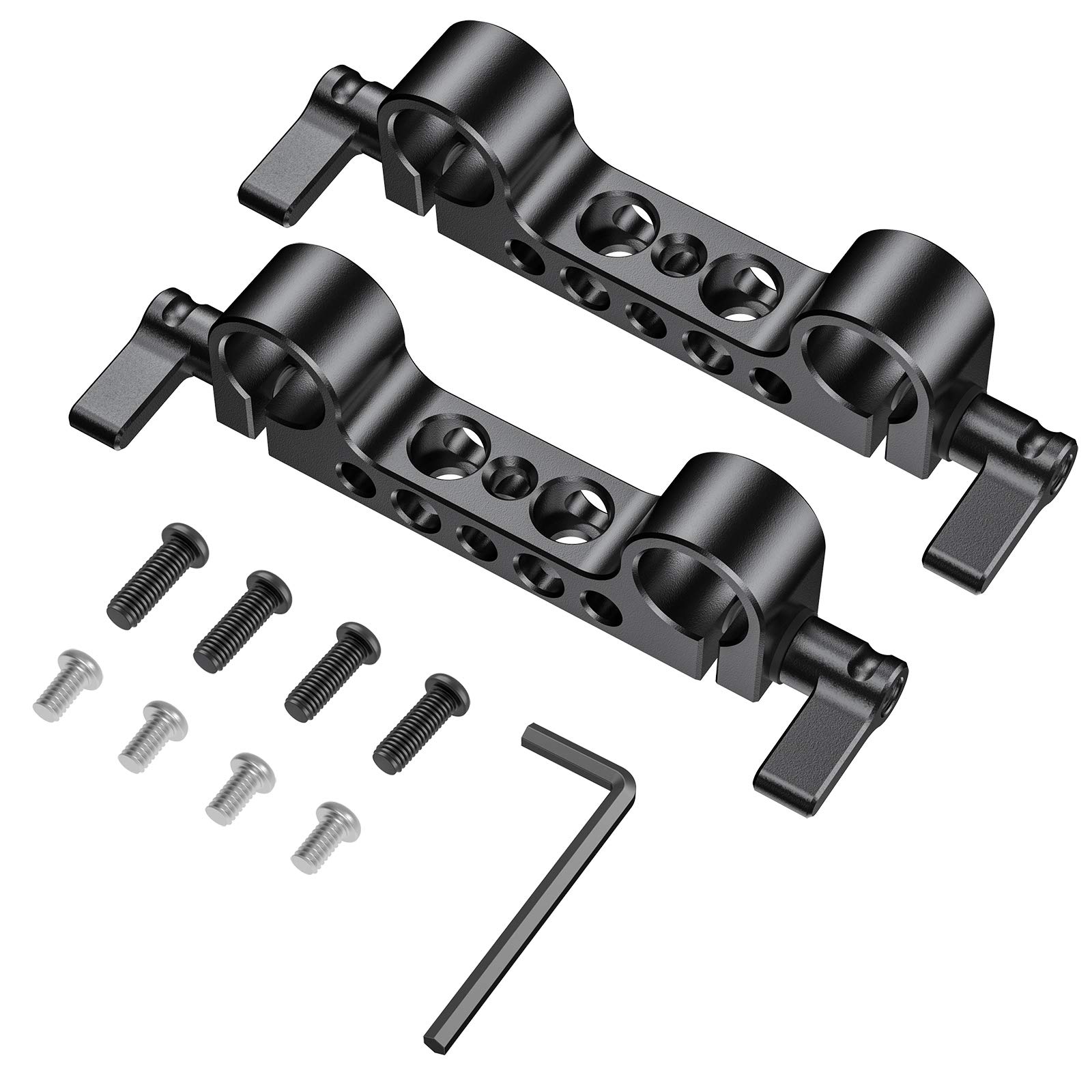 SmallRig Super Lightweight 15mm Railblock, Rod Clamp with 1/4"-20 Thread for Sony for Canon and Other 15mm DSLR Camera Rig Shoulder Support Rail System, Pack of 2-2061