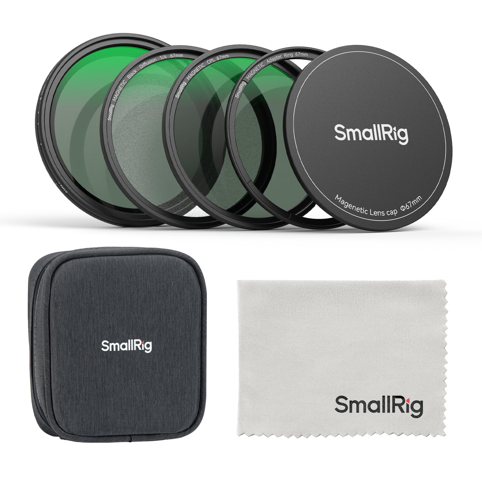 SmallRig 5-in-1 Magnetic 67mm Lens Filter Kit: VND + CPL + Black Mist 1/4 + Threaded Adapter Ring + Magnetic Lens Cover + Storage Bag + Cleaning Cloth, Magnetic Filter Set for Phone Camera Lens - 4726