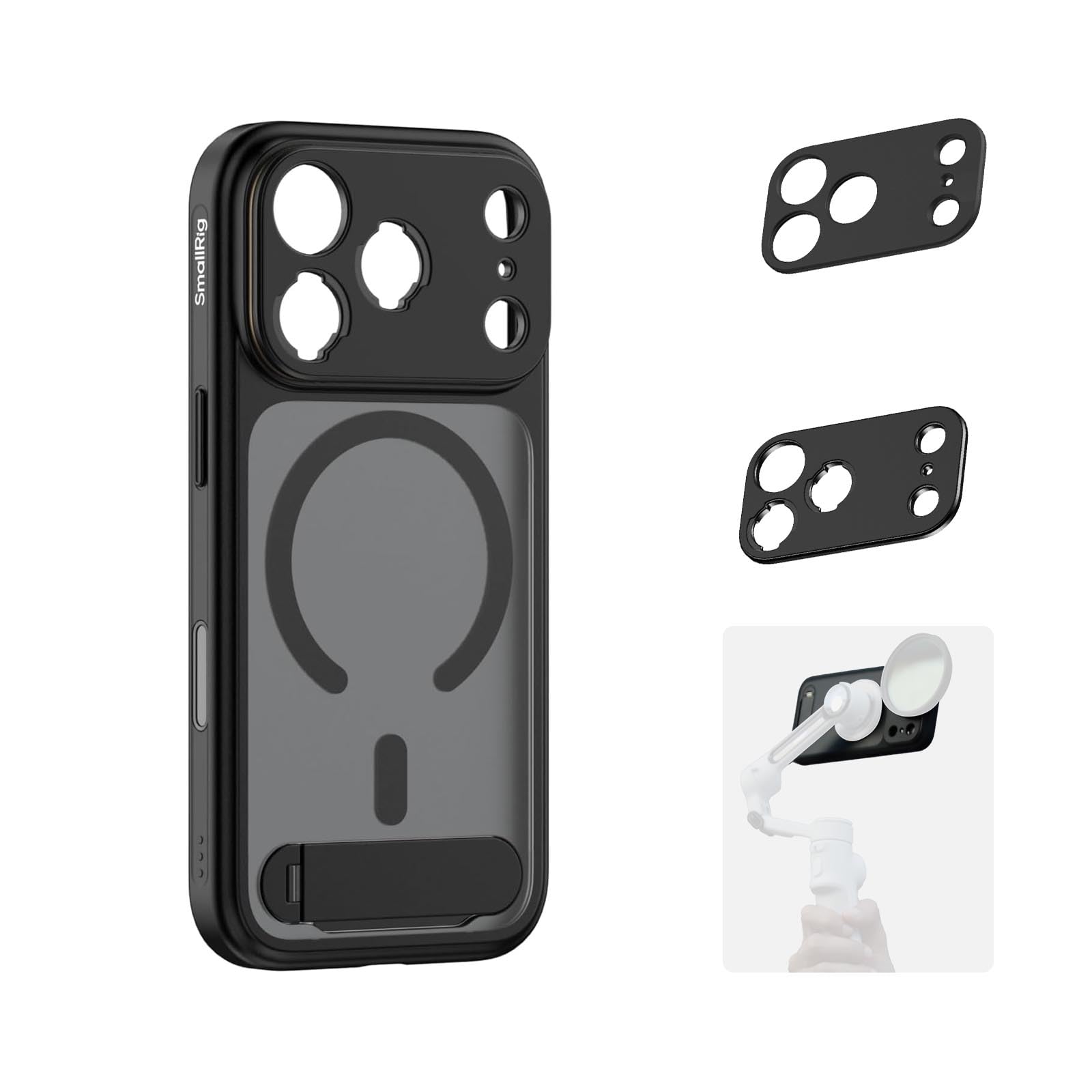 SMALLRIG FilMov Phone Case Kit for iPhone 17 Pro, Magnetic Phone Case with Adjustable Kickstand, Lens Backplate, Support for MagSafe, for Phone Gimbal Stabilizer, for DJI, for Insta360, Black-5549
